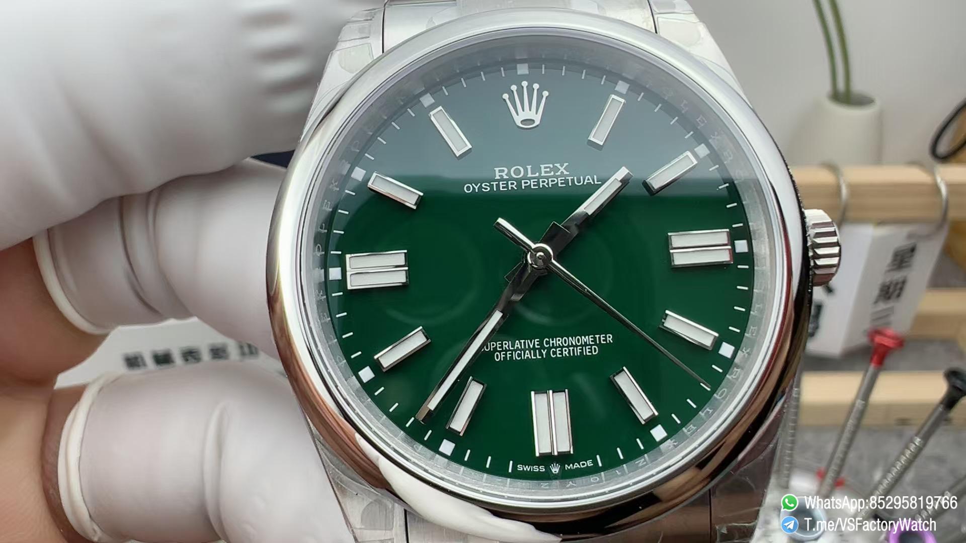 VS Factory Watch VSF Rolex Oyster Perpetual 41 Ref 134300 Green Dial 904L Steel Case and Oyster Bracelet DanDong 3230 Calibre 02 VS Factory Watch VSF Rolex Oyster Perpetual 41 Ref 134300 Green Dial 904L Steel Case and Oyster Bracelet DanDong 3230 Calibre 02