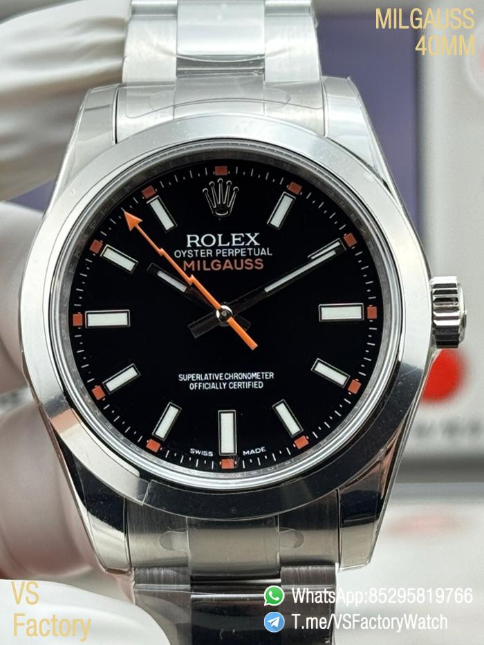 VSF Watch Milgauss 116400 Black Dial Lightning Bolt Second Hand Steel Case Smooth Bezel Oyster Bracelet VS3131 Movement 00 VSF Watch Milgauss 116400 Black Dial Lightning Bolt Second Hand Steel Case Smooth Bezel Oyster Bracelet VS3131 Movement 00