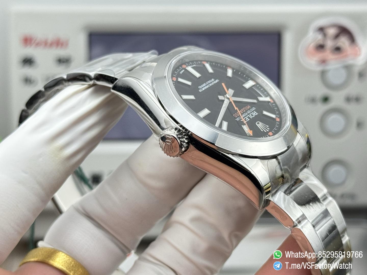 VSF Watch Milgauss 116400 Black Dial Lightning Bolt Second Hand Steel Case Smooth Bezel Oyster Bracelet VS3131 Movement 07 VSF Watch Milgauss 116400 Black Dial Lightning Bolt Second Hand Steel Case Smooth Bezel Oyster Bracelet VS3131 Movement 07
