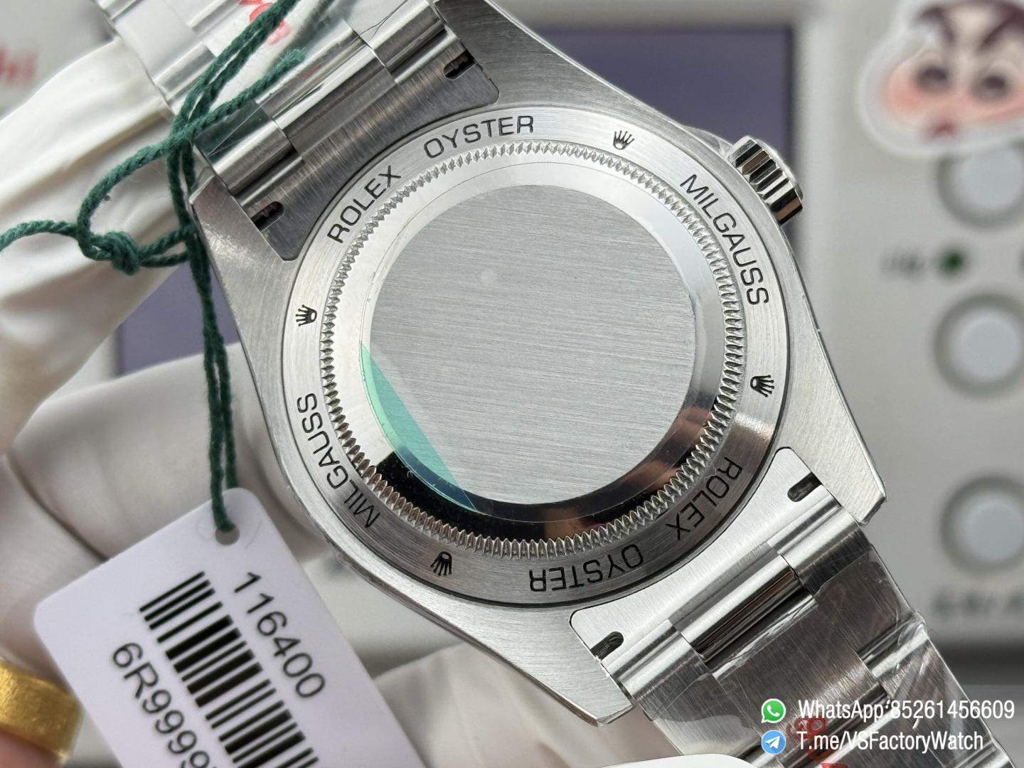 VSF Watch Milgauss 116400 Black Dial Lightning Bolt Second Hand Steel Case Smooth Bezel Oyster Bracelet VS3131 Movement 08 VSF Watch Milgauss 116400 Black Dial Lightning Bolt Second Hand Steel Case Smooth Bezel Oyster Bracelet VS3131 Movement 08