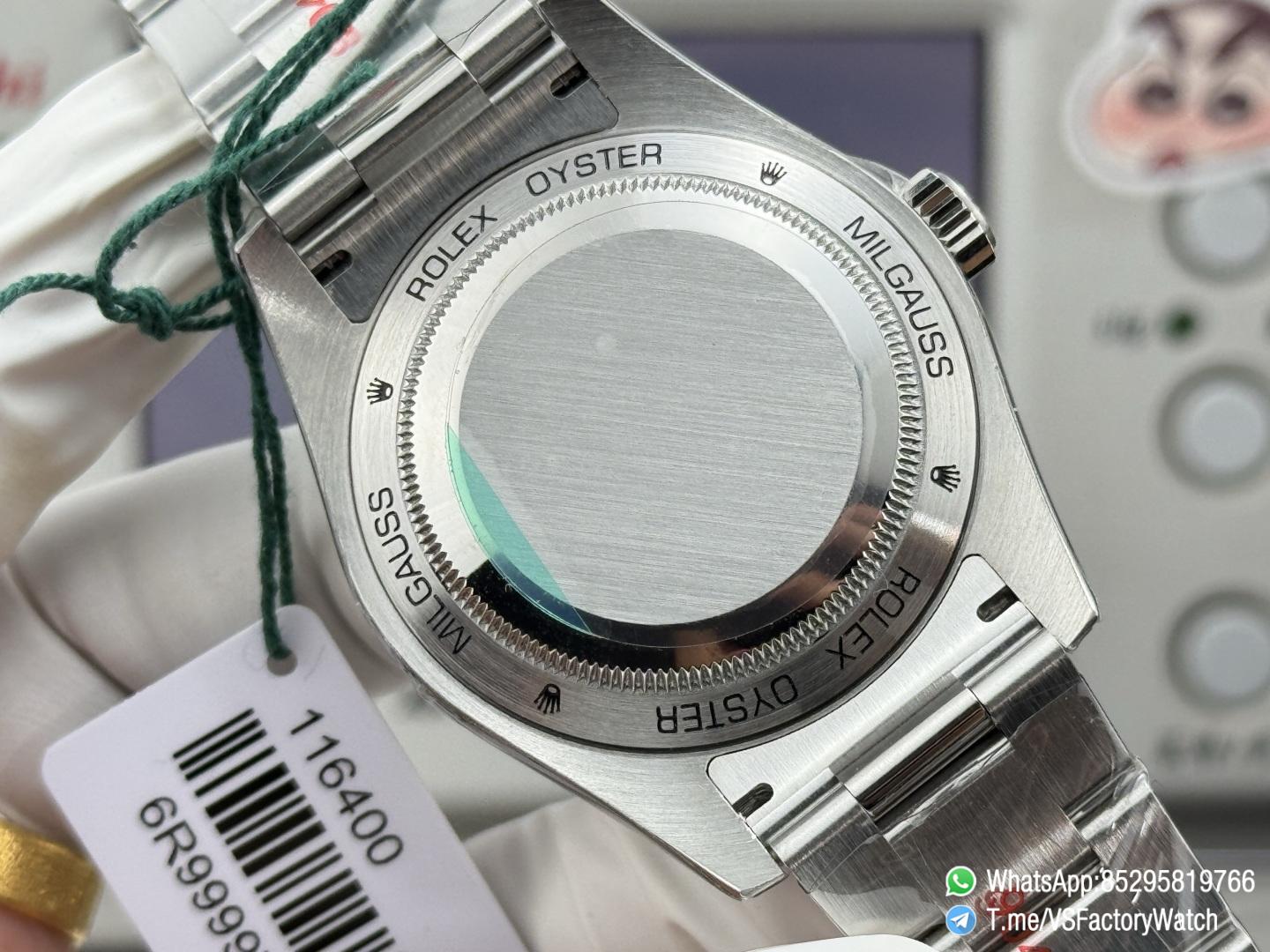 VSF Watch Milgauss 116400 Black Dial Lightning Bolt Second Hand Steel Case Smooth Bezel Oyster Bracelet VS3131 Movement 08 VSF Watch Milgauss 116400 Black Dial Lightning Bolt Second Hand Steel Case Smooth Bezel Oyster Bracelet VS3131 Movement 08