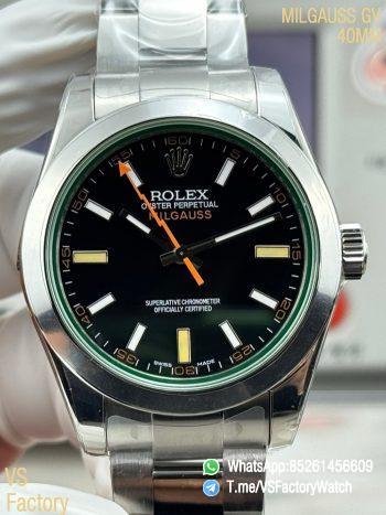 VSF Watch Milgauss 116400 Black Dial Lightning Second Hand Green Crystal Steel Case Smooth Bezel Oyster Bracelet VS3131 Movement 000