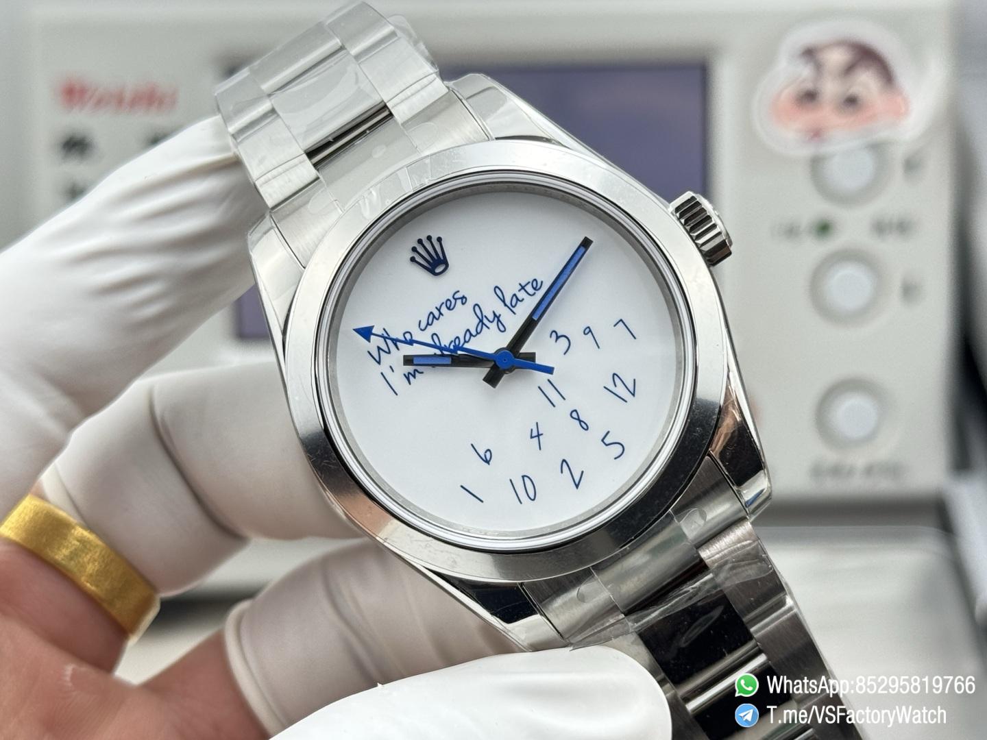 VSF Watch Milgauss 116400 Who Cares Im Already Late White Dial Lightning Bolt Steel Case Smooth Bezel Oyster Bracelet VS3131 Movement 02 VSF Watch Milgauss 116400 Who Cares Im Already Late White Dial Lightning Bolt Steel Case Smooth Bezel Oyster Bracelet VS3131 Movement 02