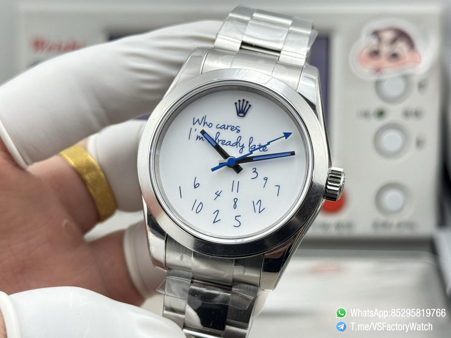 VSF Watch Milgauss 116400 Who Cares Im Already Late White Dial Lightning Bolt Steel Case Smooth Bezel Oyster Bracelet VS3131 Movement 03 VSF Watch Milgauss 116400 Who Cares Im Already Late White Dial Lightning Bolt Steel Case Smooth Bezel Oyster Bracelet VS3131 Movement 03