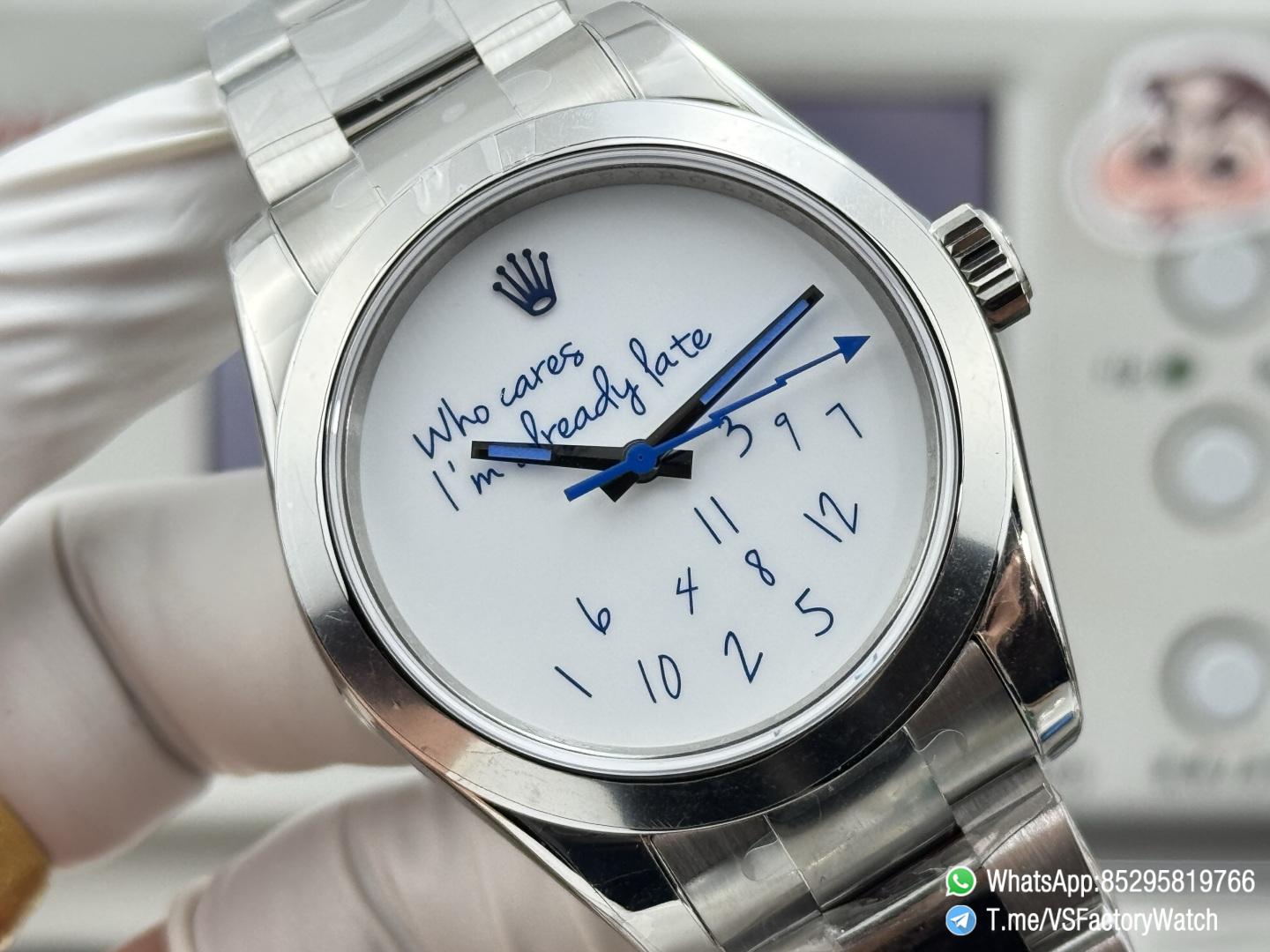VSF Watch Milgauss 116400 Who Cares Im Already Late White Dial Lightning Bolt Steel Case Smooth Bezel Oyster Bracelet VS3131 Movement 04 VSF Watch Milgauss 116400 Who Cares Im Already Late White Dial Lightning Bolt Steel Case Smooth Bezel Oyster Bracelet VS3131 Movement 04