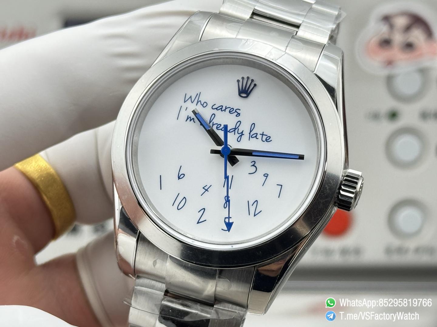 VSF Watch Milgauss 116400 Who Cares Im Already Late White Dial Lightning Bolt Steel Case Smooth Bezel Oyster Bracelet VS3131 Movement 05 VSF Watch Milgauss 116400 Who Cares Im Already Late White Dial Lightning Bolt Steel Case Smooth Bezel Oyster Bracelet VS3131 Movement 05