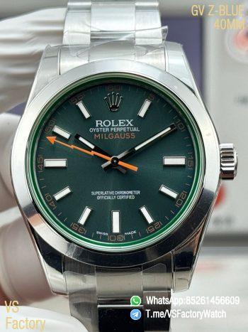 VSF Watch Milgauss 116400GV GV Z Blue Dial Lightning Bolt Glace Verte Steel Case Smooth Bezel Oyster Bracelet VS3131 Movement 00