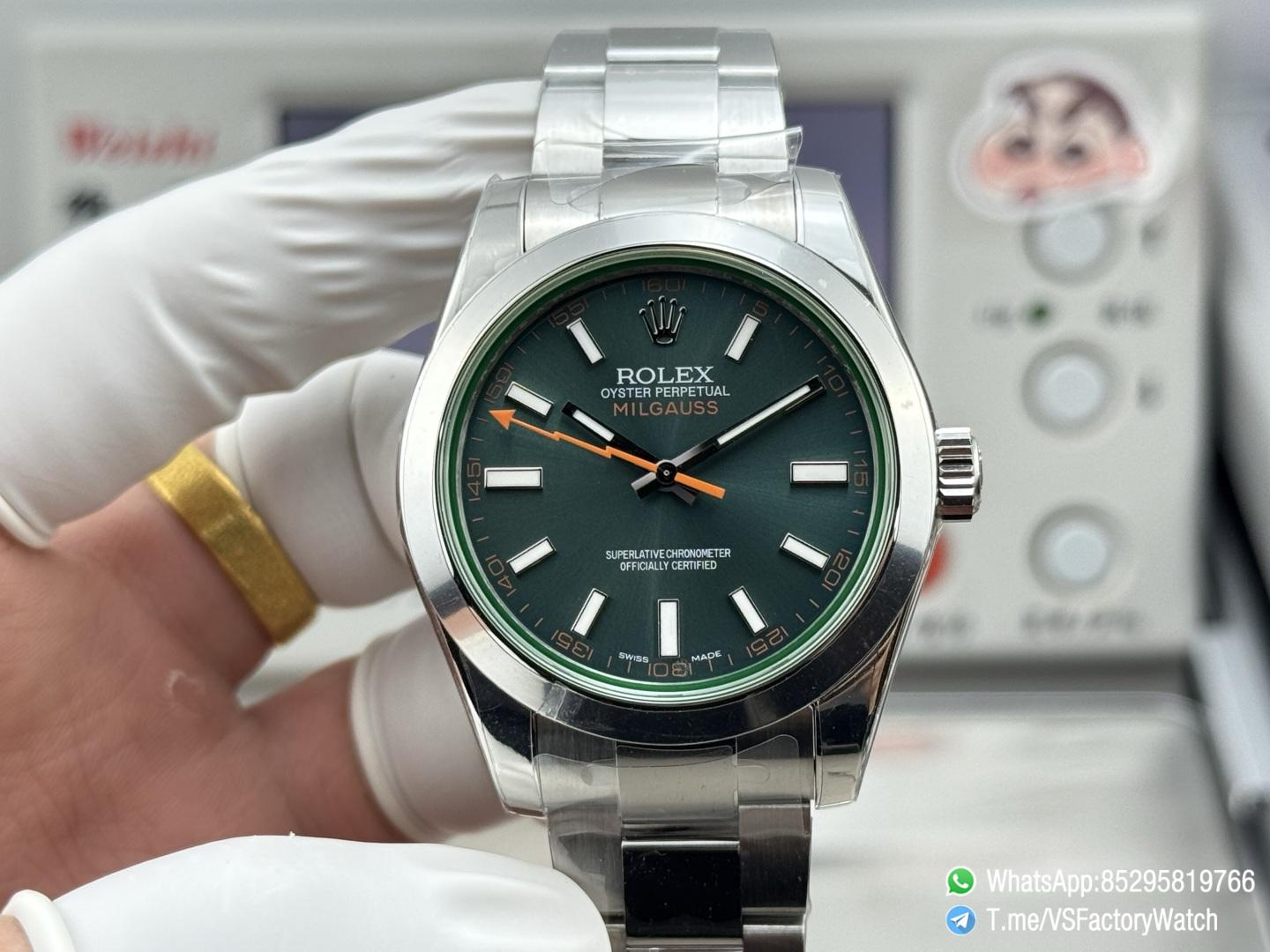 VSF Watch Milgauss 116400GV GV Z Blue Dial Lightning Bolt Glace Verte Steel Case Smooth Bezel Oyster Bracelet VS3131 Movement 01 VSF Watch Milgauss 116400GV GV Z Blue Dial Lightning Bolt Glace Verte Steel Case Smooth Bezel Oyster Bracelet VS3131 Movement 01