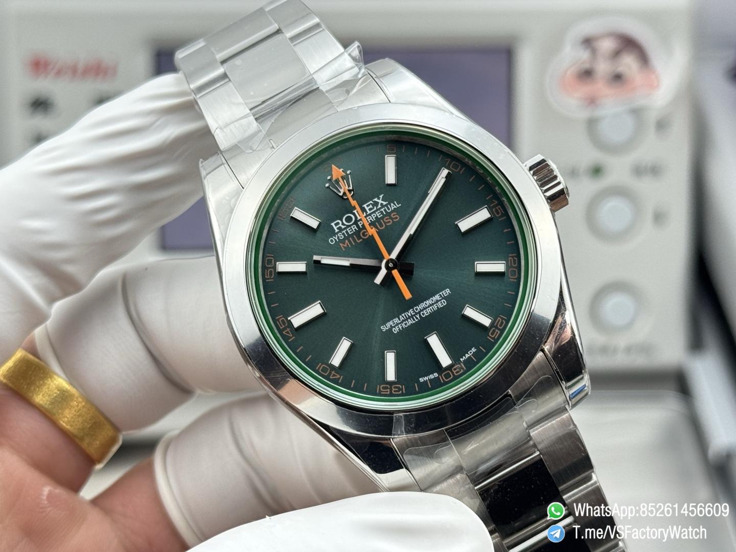 VSF Watch Milgauss 116400GV GV Z Blue Dial Lightning Bolt Glace Verte Steel Case Smooth Bezel Oyster Bracelet VS3131 Movement 02 VSF Watch Milgauss 116400GV GV Z Blue Dial Lightning Bolt Glace Verte Steel Case Smooth Bezel Oyster Bracelet VS3131 Movement 02