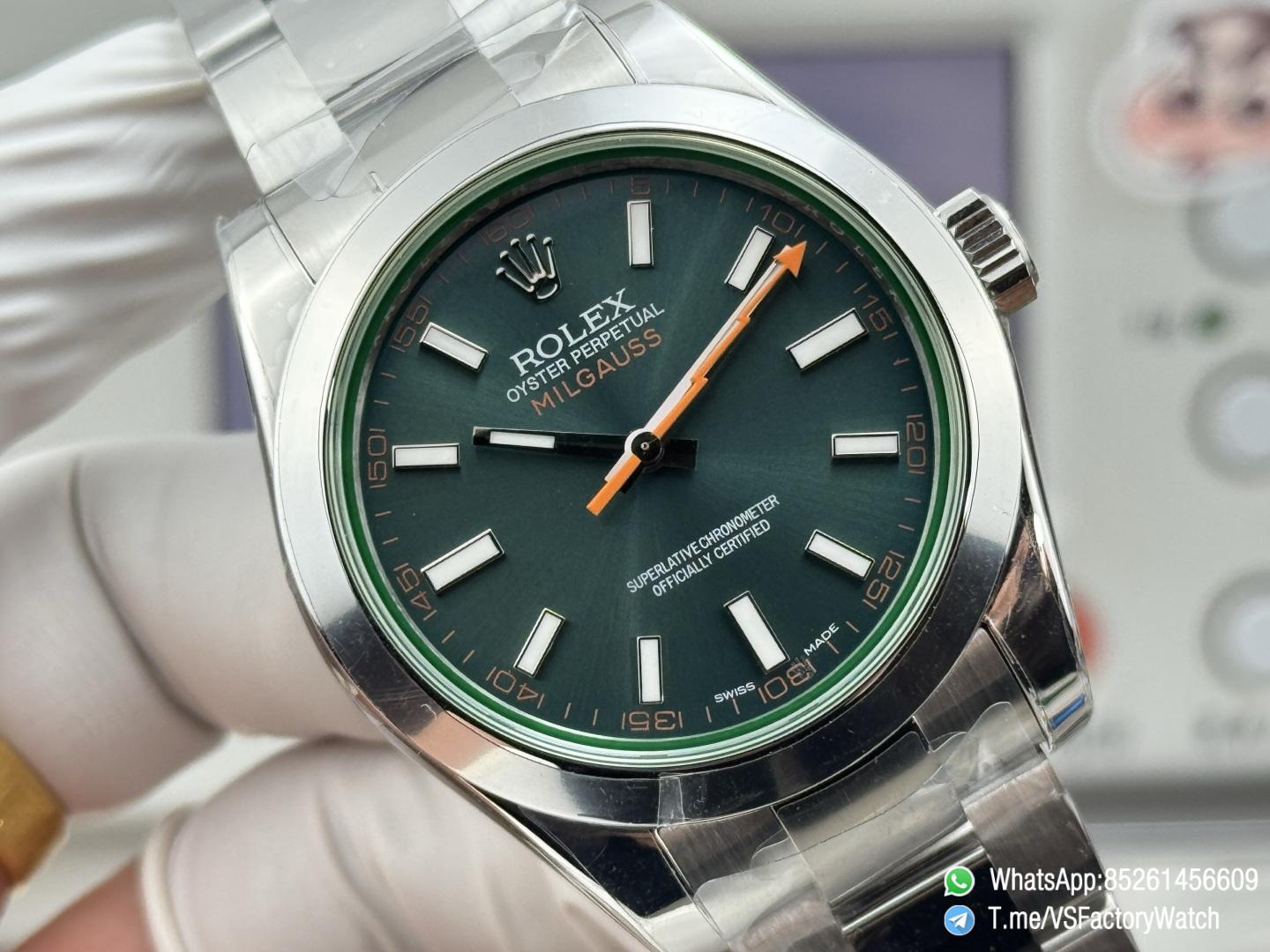 VSF Watch Milgauss 116400GV GV Z Blue Dial Lightning Bolt Glace Verte Steel Case Smooth Bezel Oyster Bracelet VS3131 Movement 04 VSF Watch Milgauss 116400GV GV Z Blue Dial Lightning Bolt Glace Verte Steel Case Smooth Bezel Oyster Bracelet VS3131 Movement 04