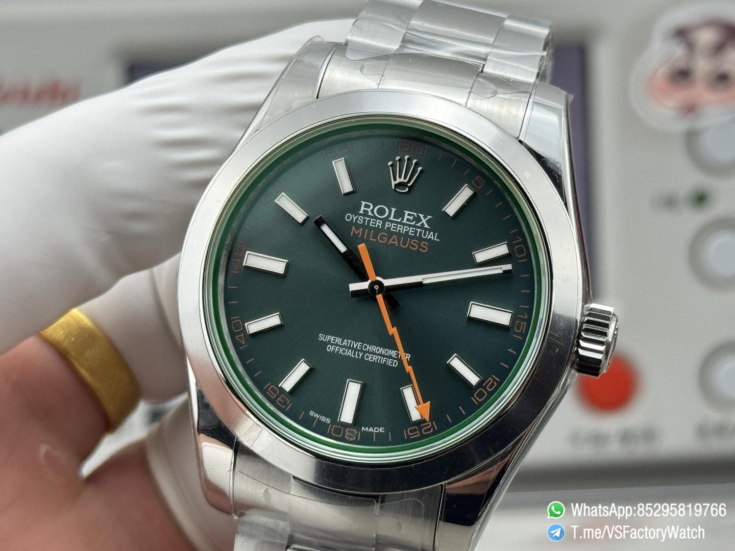 VSF Watch Milgauss 116400GV GV Z Blue Dial Lightning Bolt Glace Verte Steel Case Smooth Bezel Oyster Bracelet VS3131 Movement 05 VSF Watch Milgauss 116400GV GV Z Blue Dial Lightning Bolt Glace Verte Steel Case Smooth Bezel Oyster Bracelet VS3131 Movement 05