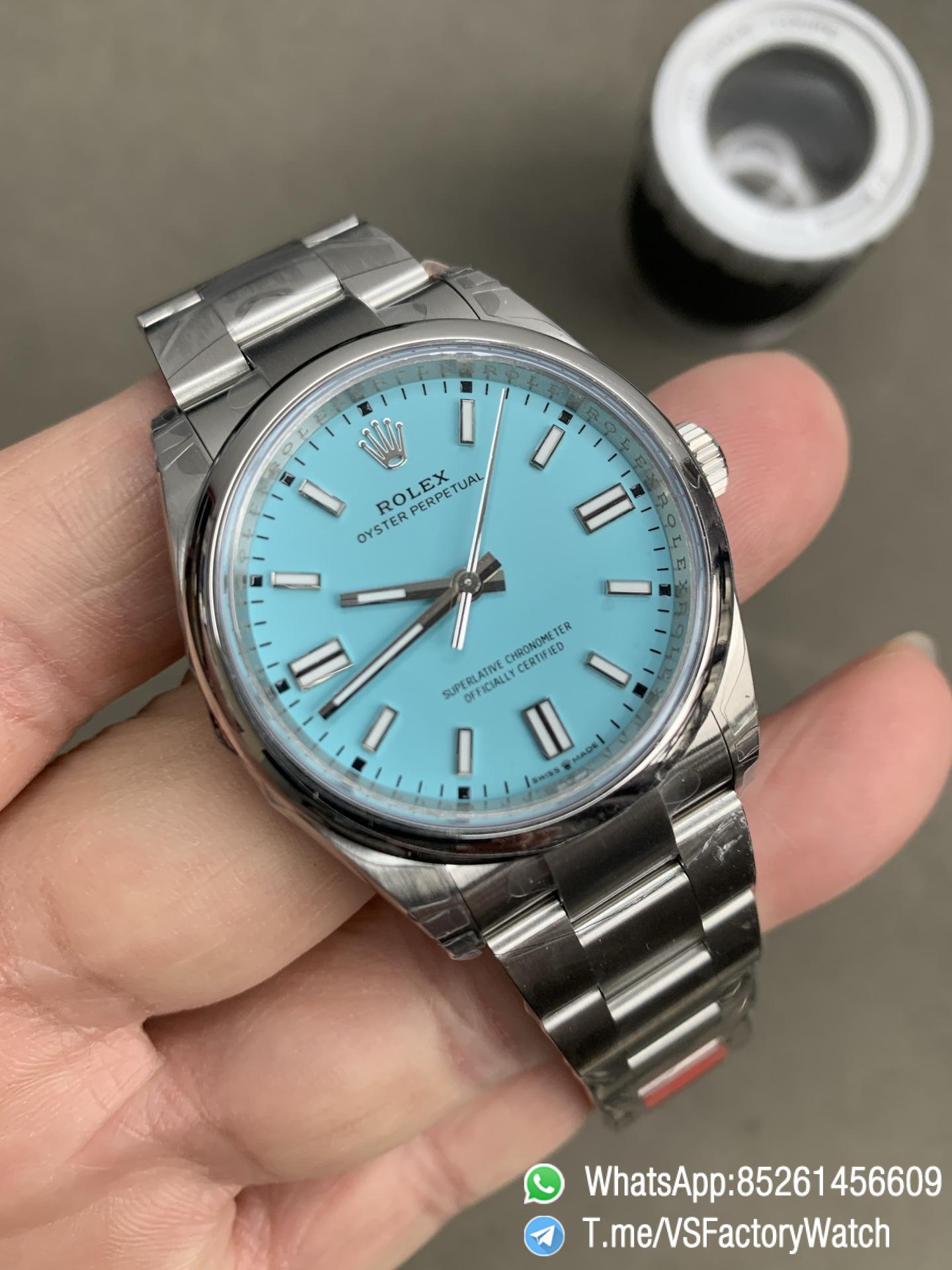 VSF Watch VS Factory Rolex Oyster Perpetual 41 Ref 124300 Tiffany Blue Dial 904L Steel Case and Oyster Bracelet DanDong 3230 Calibre 02 VSF Watch VS Factory Rolex Oyster Perpetual 41 Ref 124300 Tiffany Blue Dial 904L Steel Case and Oyster Bracelet DanDong 3230 Calibre 02