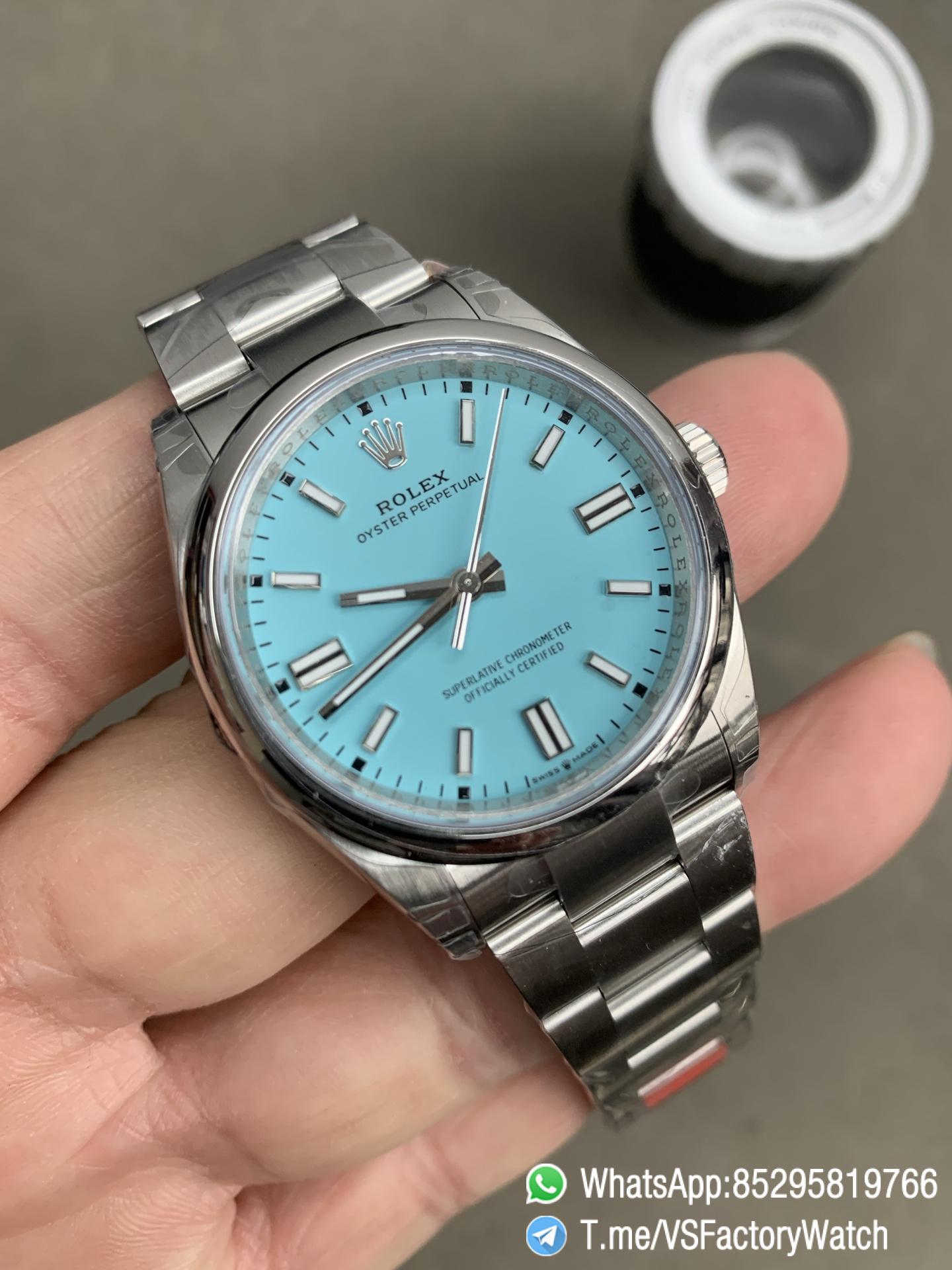 VSF Watch VS Factory Rolex Oyster Perpetual 41 Ref 124300 Tiffany Blue Dial 904L Steel Case and Oyster Bracelet DanDong 3230 Calibre 02 VSF Watch VS Factory Rolex Oyster Perpetual 41 Ref 124300 Tiffany Blue Dial 904L Steel Case and Oyster Bracelet DanDong 3230 Calibre 02