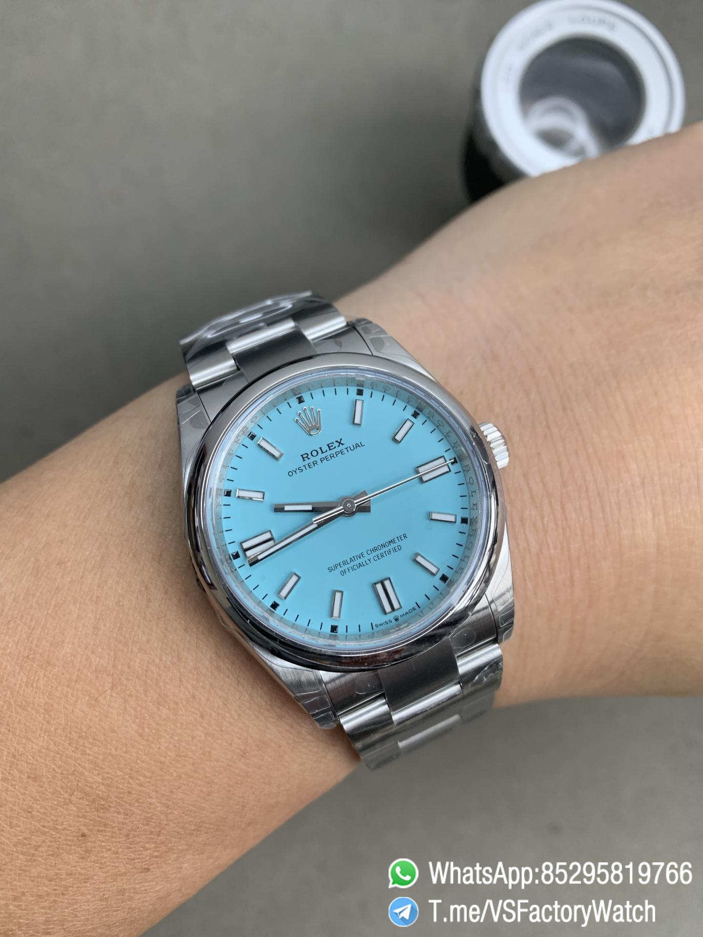 VSF Watch VS Factory Rolex Oyster Perpetual 41 Ref 124300 Tiffany Blue Dial 904L Steel Case and Oyster Bracelet DanDong 3230 Calibre 08 VSF Watch VS Factory Rolex Oyster Perpetual 41 Ref 124300 Tiffany Blue Dial 904L Steel Case and Oyster Bracelet DanDong 3230 Calibre 08