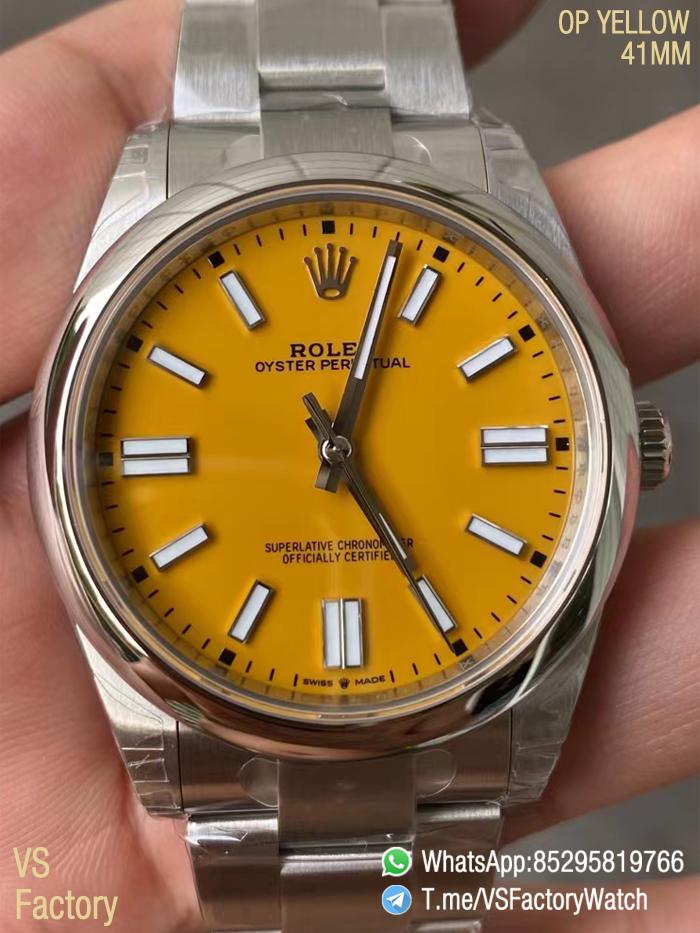 VSF Watch VSF Rolex Oyster Perpetual 41 Ref 124300 904L Steel Yellow Dial Oyster Bracelet DanDong 3230 Movement 00 VSF Watch VSF Rolex Oyster Perpetual 41 Ref 124300 904L Steel Yellow Dial Oyster Bracelet DanDong 3230 Movement 00