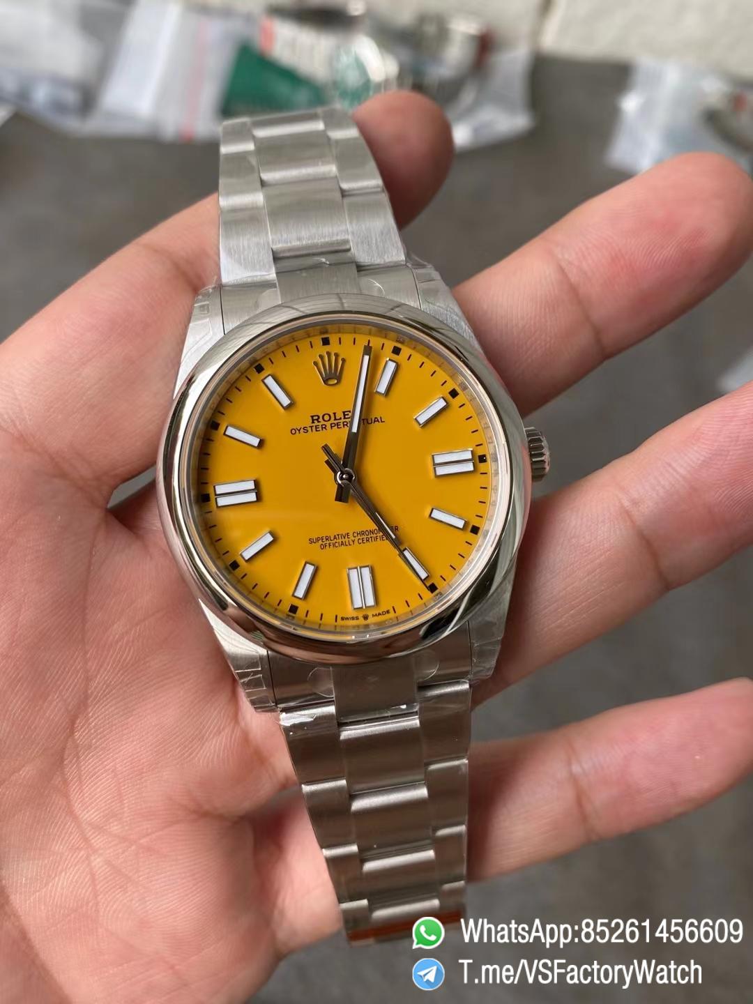 VSF Watch VSF Rolex Oyster Perpetual 41 Ref 124300 904L Steel Yellow Dial Oyster Bracelet DanDong 3230 Movement 01 VSF Watch VSF Rolex Oyster Perpetual 41 Ref 124300 904L Steel Yellow Dial Oyster Bracelet DanDong 3230 Movement 01