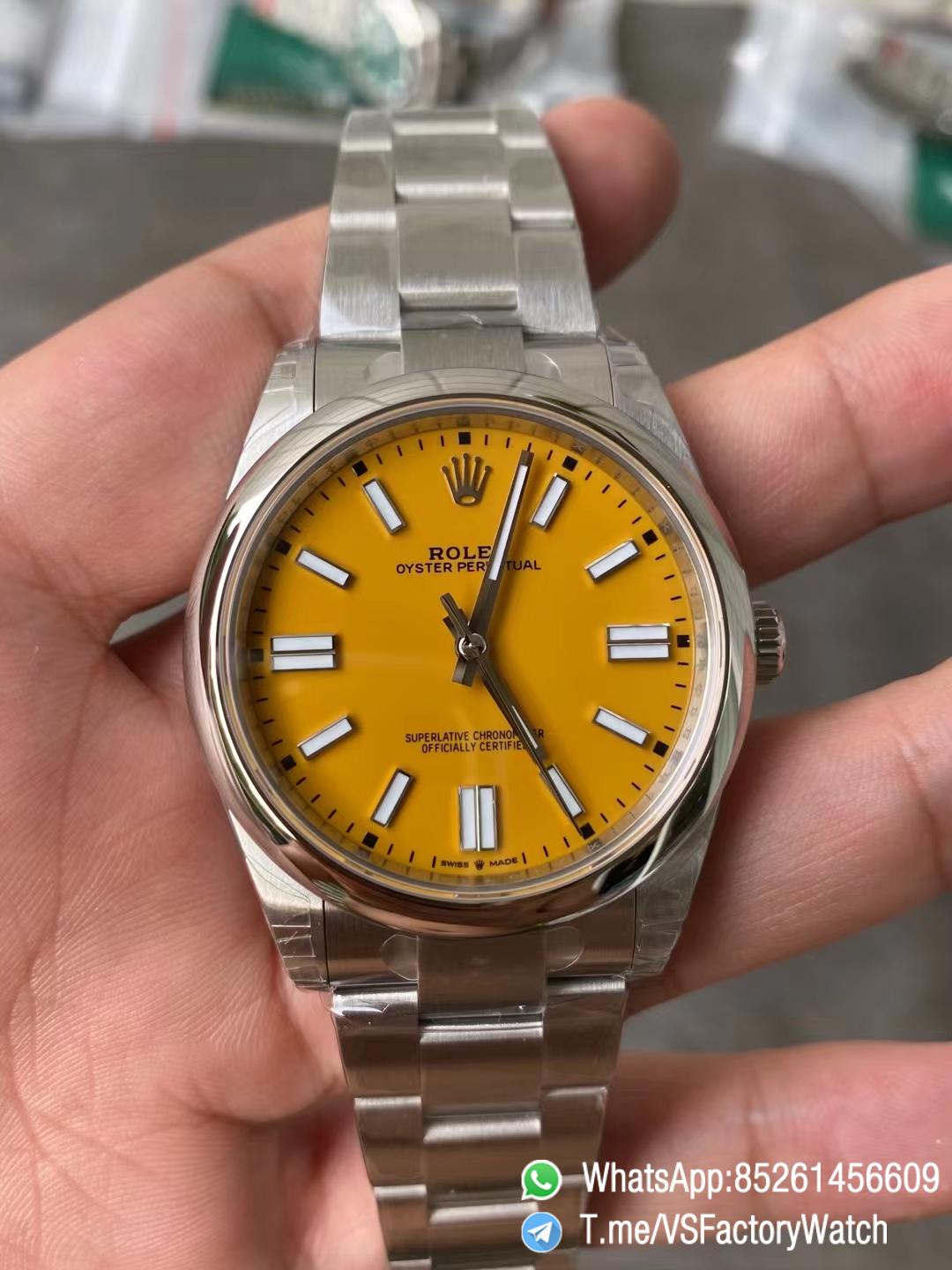 VSF Watch VSF Rolex Oyster Perpetual 41 Ref 124300 904L Steel Yellow Dial Oyster Bracelet DanDong 3230 Movement 02 VSF Watch VSF Rolex Oyster Perpetual 41 Ref 124300 904L Steel Yellow Dial Oyster Bracelet DanDong 3230 Movement 02