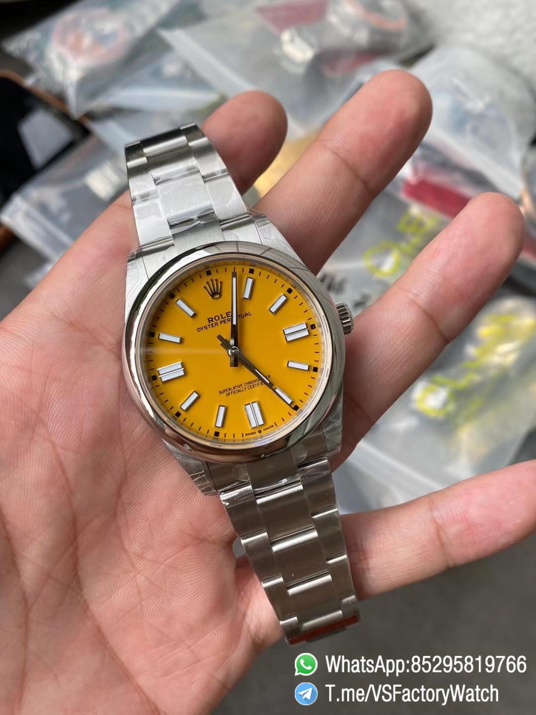 VSF Watch VSF Rolex Oyster Perpetual 41 Ref 124300 904L Steel Yellow Dial Oyster Bracelet DanDong 3230 Movement 04 VSF Watch VSF Rolex Oyster Perpetual 41 Ref 124300 904L Steel Yellow Dial Oyster Bracelet DanDong 3230 Movement 04