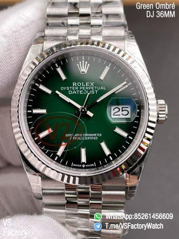 VSF Watches 2026 VSF Rolex DateJust 36 Green Ombré Dial Ref 126234 V2 904L Jubilee Bracelet Super Clone DanDong 3235 Movement 00