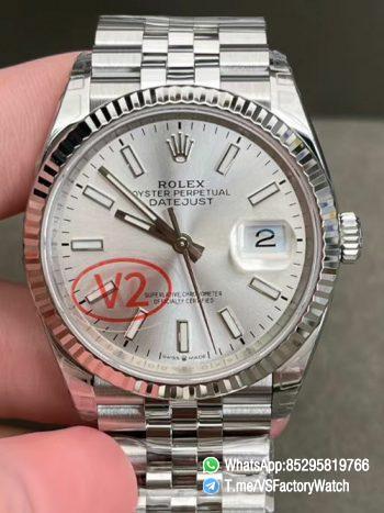 VS Factory Watch VSF Datejust 36 V2 Weight 124g Silver Dial 904L Stainless Steel Case and Jubile Bracelet DanDong 3235 Movement Ref m126234 0013 00