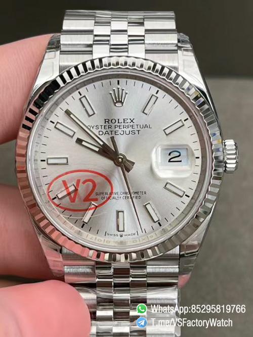 VS Factory Watch VSF Datejust 36 V2 Weight 124g Silver Dial 904L Stainless Steel Case and Jubile Bracelet DanDong 3235 Movement Ref m126234 0013 00 VS Factory Watch VSF Datejust 36 V2 Weight 124g Silver Dial 904L Stainless Steel Case and Jubile Bracelet DanDong 3235 Movement Ref m126234 0013 00