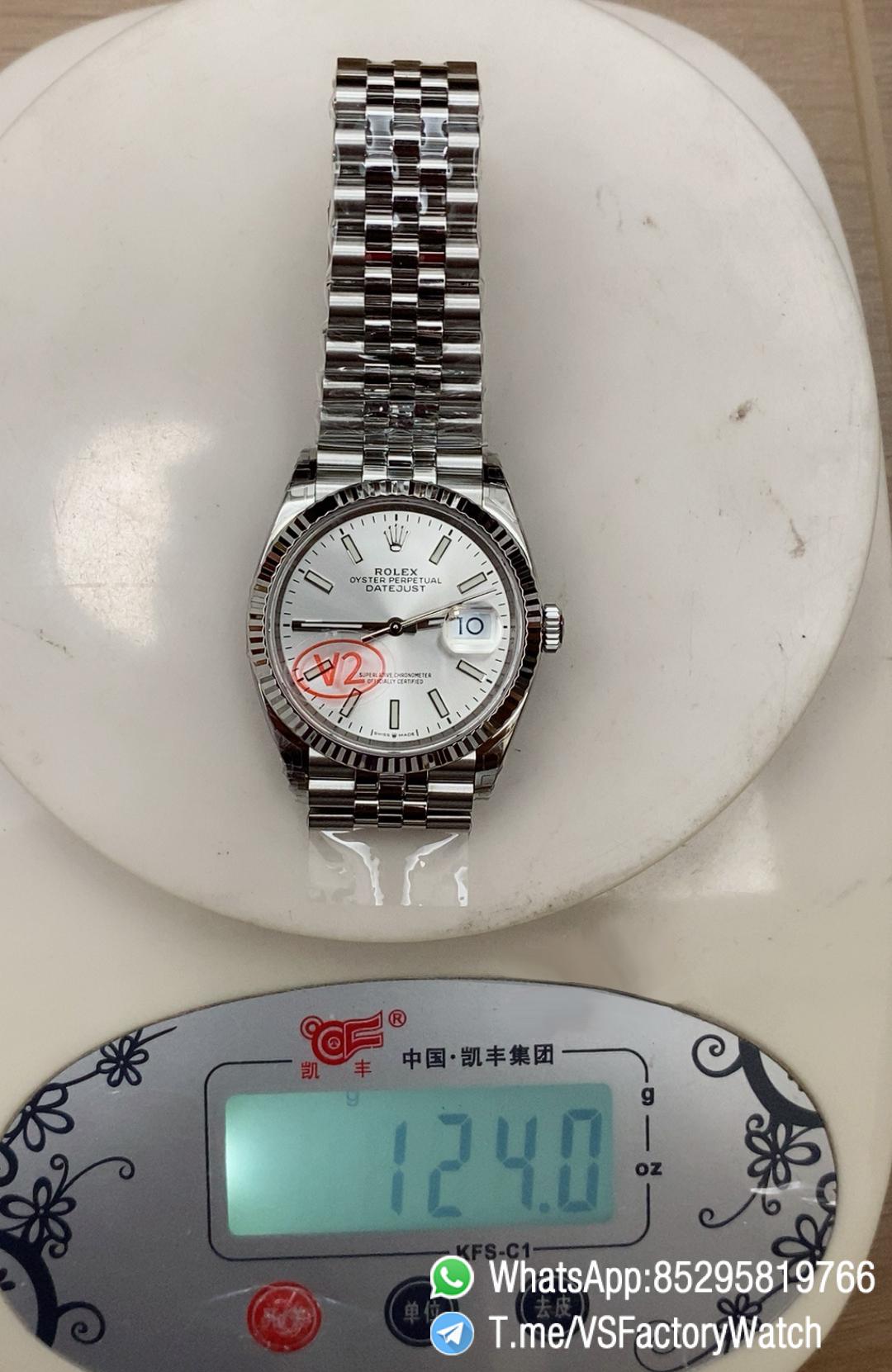 VS Factory Watch VSF Datejust 36 V2 Weight 124g Silver Dial 904L Stainless Steel Case and Jubile Bracelet DanDong 3235 Movement Ref m126234 0013 13 VS Factory Watch VSF Datejust 36 V2 Weight 124g Silver Dial 904L Stainless Steel Case and Jubile Bracelet DanDong 3235 Movement Ref m126234 0013 13
