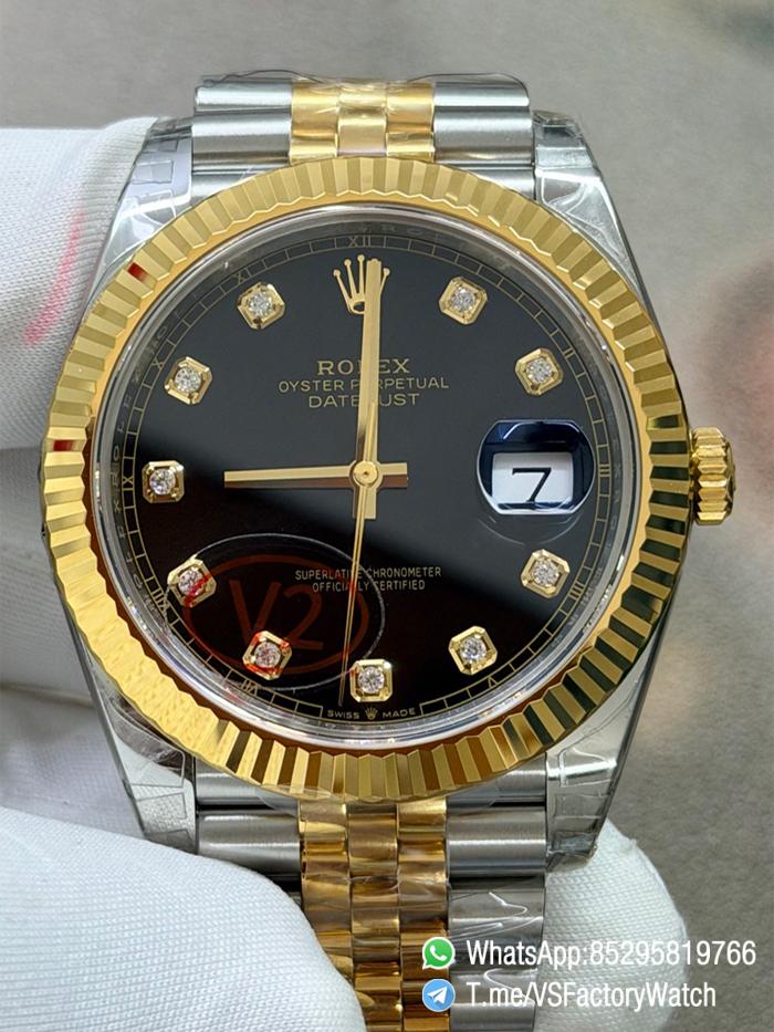 VS Factory Watch VSF Datejust 41 Black Dial with Diamond Indexes Yellow Gold Bezel Two Tone Jubilee Bracelet DD3235 Movement REF m126333 0006 00 VS Factory Watch VSF Datejust 41 Black Dial with Diamond Indexes Yellow Gold Bezel Two Tone Jubilee Bracelet DD3235 Movement REF m126333 0006 00