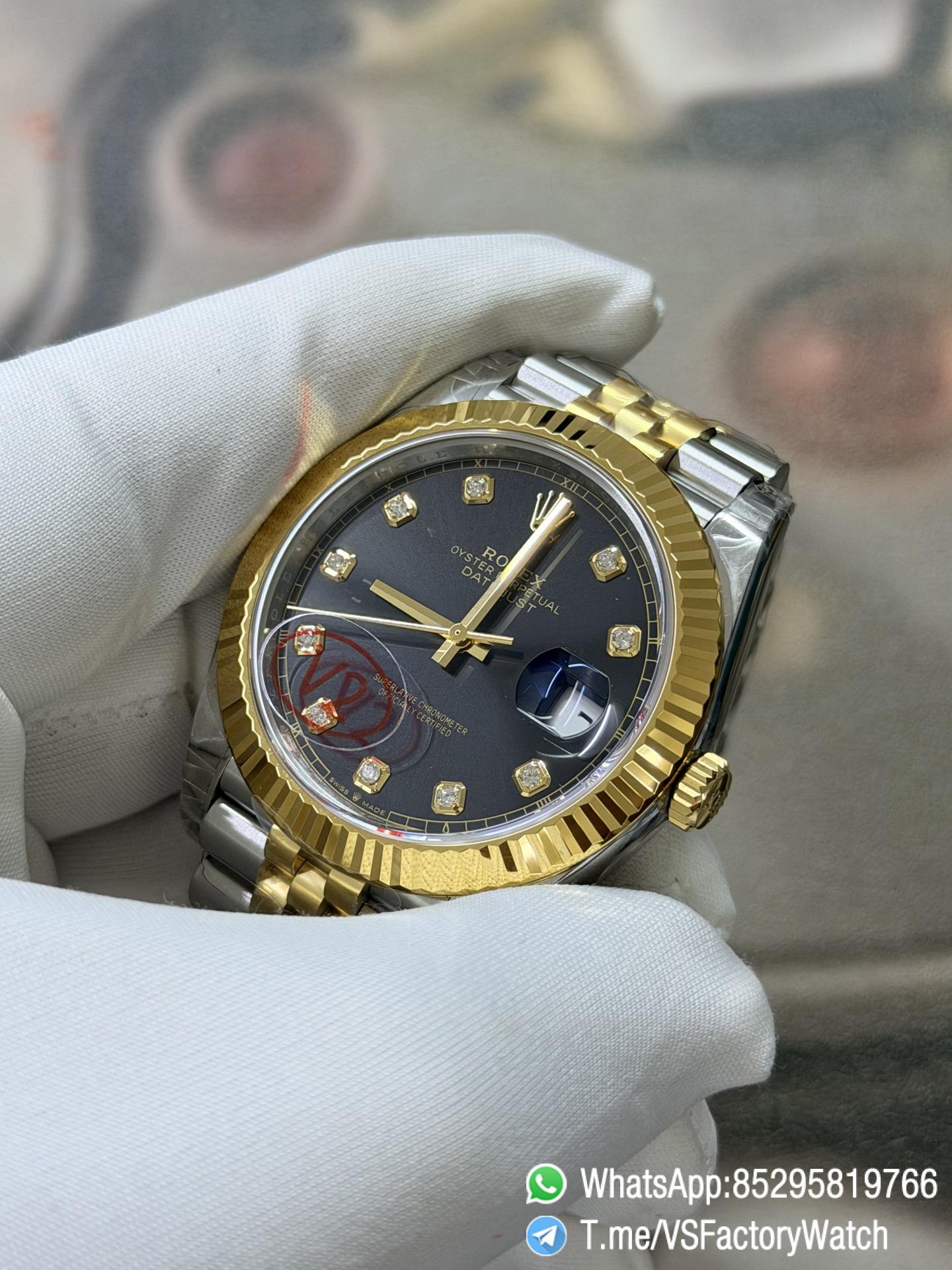 VS Factory Watch VSF Datejust 41 Black Dial with Diamond Indexes Yellow Gold Bezel Two Tone Jubilee Bracelet DD3235 Movement REF m126333 0006 03 VS Factory Watch VSF Datejust 41 Black Dial with Diamond Indexes Yellow Gold Bezel Two Tone Jubilee Bracelet DD3235 Movement REF m126333 0006 03