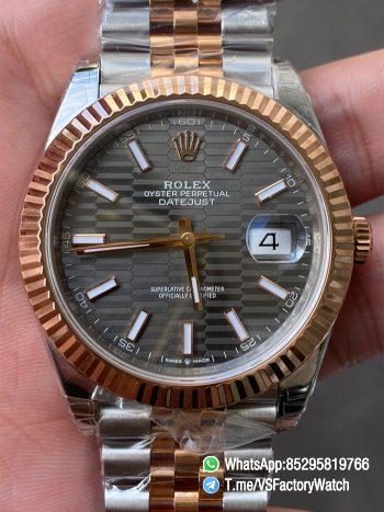 VS Factory Watch VSF Datejust 41 Slate Fluted Motif Dial Rose Gold Bezel Two Tone Rose Gold and Oystersteel Jubilee Bracelet DD3235 Movement REF 126331 00