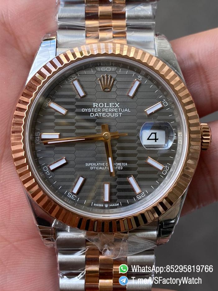 VS Factory Watch VSF Datejust 41 Slate Fluted Motif Dial Rose Gold Bezel Two Tone Rose Gold and Oystersteel Jubilee Bracelet DD3235 Movement REF 126331 00 VS Factory Watch VSF Datejust 41 Slate Fluted Motif Dial Rose Gold Bezel Two Tone Rose Gold and Oystersteel Jubilee Bracelet DD3235 Movement REF 126331 00