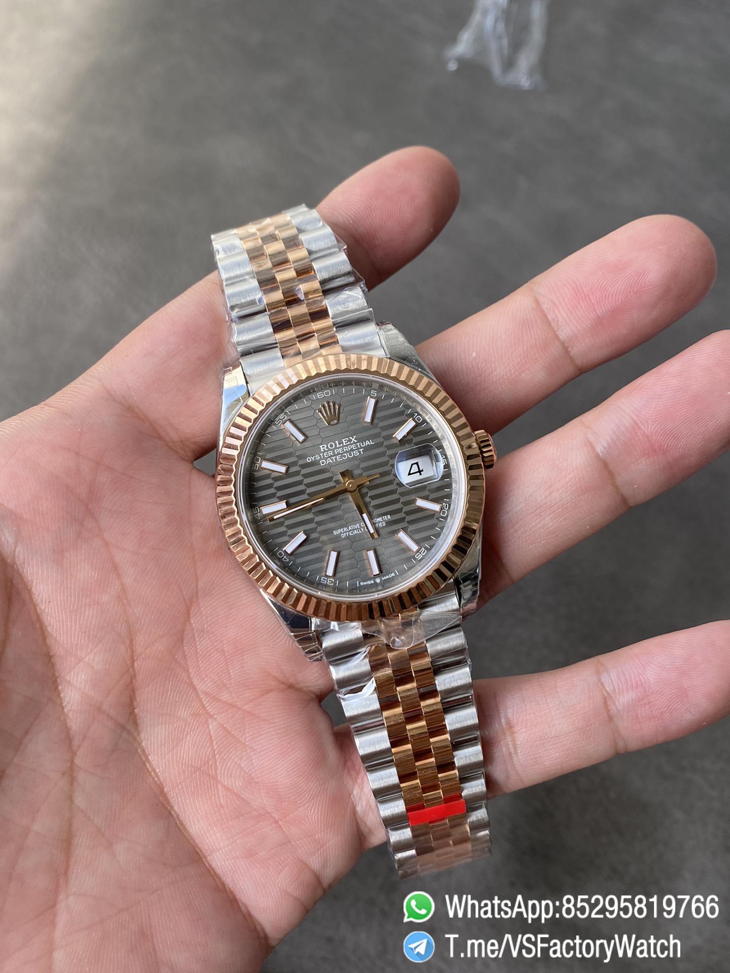 VS Factory Watch VSF Datejust 41 Slate Fluted Motif Dial Rose Gold Bezel Two Tone Rose Gold and Oystersteel Jubilee Bracelet DD3235 Movement REF 126331 01