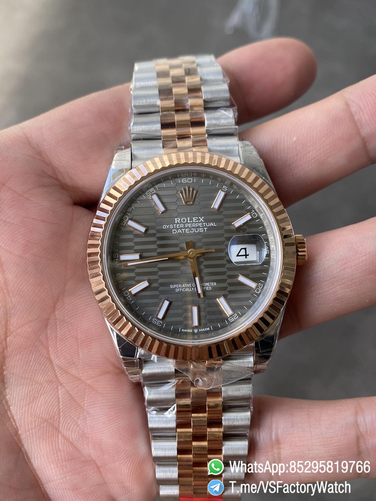 VS Factory Watch VSF Datejust 41 Slate Fluted Motif Dial Rose Gold Bezel Two Tone Rose Gold and Oystersteel Jubilee Bracelet DD3235 Movement REF 126331 02 VS Factory Watch VSF Datejust 41 Slate Fluted Motif Dial Rose Gold Bezel Two Tone Rose Gold and Oystersteel Jubilee Bracelet DD3235 Movement REF 126331 02