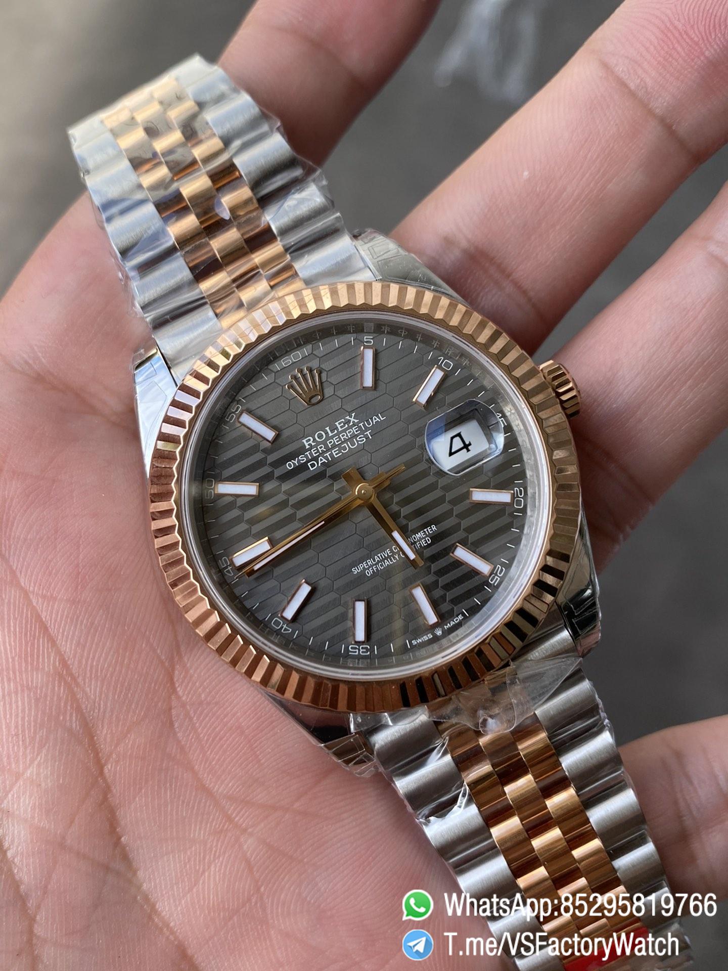 VS Factory Watch VSF Datejust 41 Slate Fluted Motif Dial Rose Gold Bezel Two Tone Rose Gold and Oystersteel Jubilee Bracelet DD3235 Movement REF 126331 03 VS Factory Watch VSF Datejust 41 Slate Fluted Motif Dial Rose Gold Bezel Two Tone Rose Gold and Oystersteel Jubilee Bracelet DD3235 Movement REF 126331 03