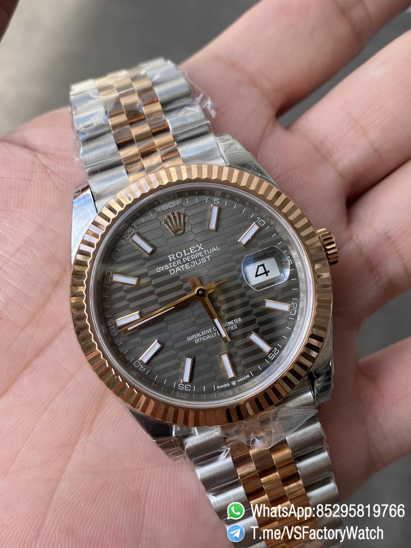 VS Factory Watch VSF Datejust 41 Slate Fluted Motif Dial Rose Gold Bezel Two Tone Rose Gold and Oystersteel Jubilee Bracelet DD3235 Movement REF 126331 04 VS Factory Watch VSF Datejust 41 Slate Fluted Motif Dial Rose Gold Bezel Two Tone Rose Gold and Oystersteel Jubilee Bracelet DD3235 Movement REF 126331 04