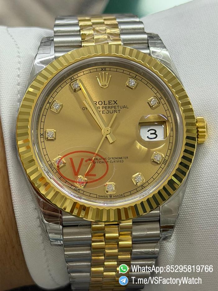 VS Factory Watch VSF Datejust 41 Yellow Gold Dial with Diamond Indexes Yellow Gold Bezel Two Tone Jubilee Bracelet DD3235 Movement REF m126333 0012 000 VS Factory Watch VSF Datejust 41 Yellow Gold Dial with Diamond Indexes Yellow Gold Bezel Two Tone Jubilee Bracelet DD3235 Movement REF m126333 0012 000