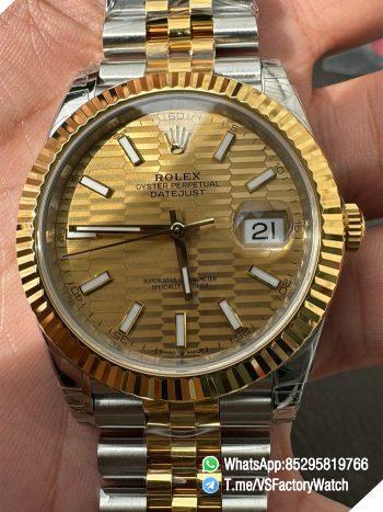 VS Factory Watch VSF Datejust 41 Yellow Gold Fluted Motif Dial Yellow Gold Bezel Two Tone Yellow Gold and Oystersteel Jubilee Bracelet DD3235 Movement REF 126331 00