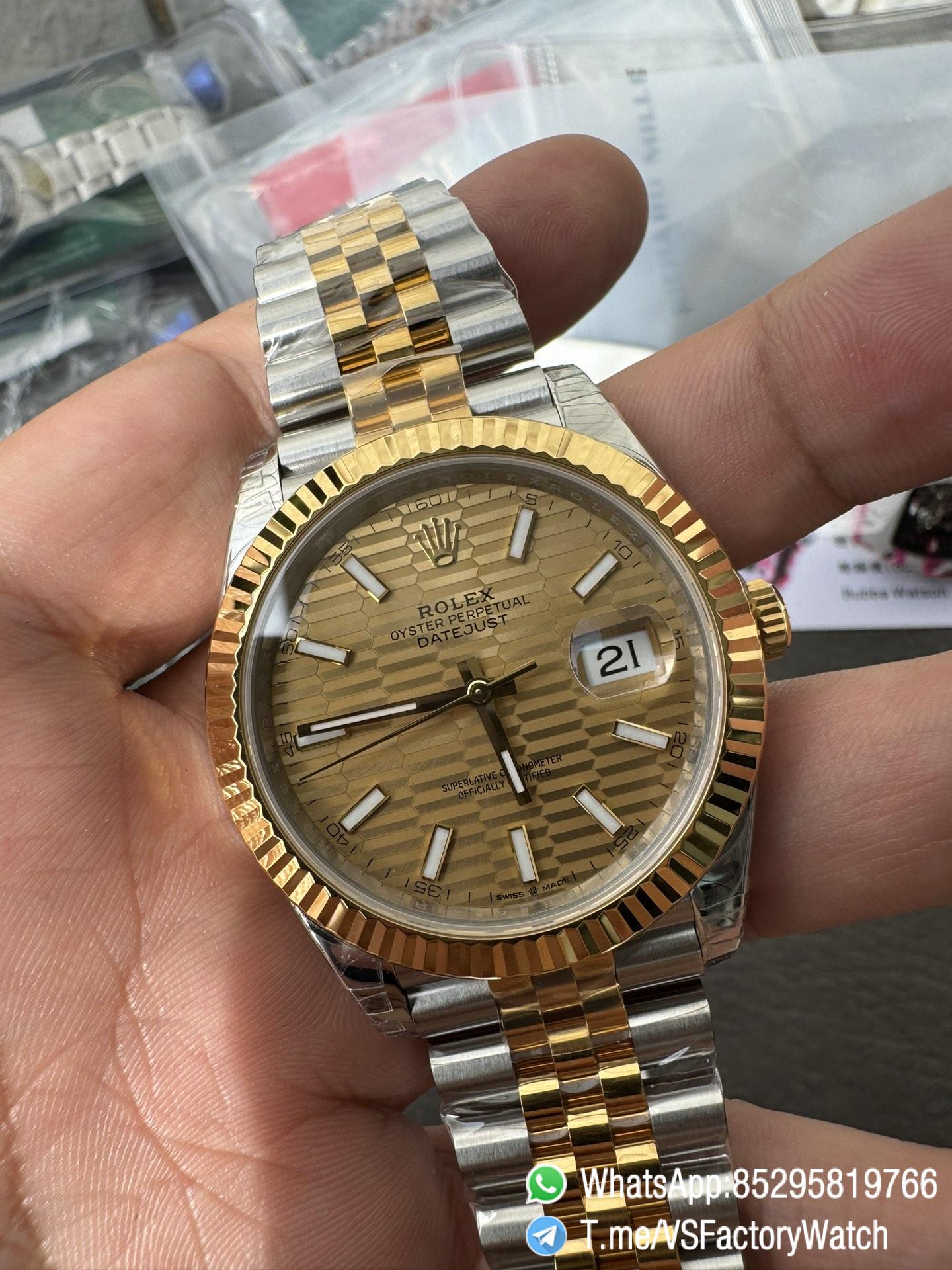 VS Factory Watch VSF Datejust 41 Yellow Gold Fluted Motif Dial Yellow Gold Bezel Two Tone Yellow Gold and Oystersteel Jubilee Bracelet DD3235 Movement REF 126331 03 VS Factory Watch VSF Datejust 41 Yellow Gold Fluted Motif Dial Yellow Gold Bezel Two Tone Yellow Gold and Oystersteel Jubilee Bracelet DD3235 Movement REF 126331 03