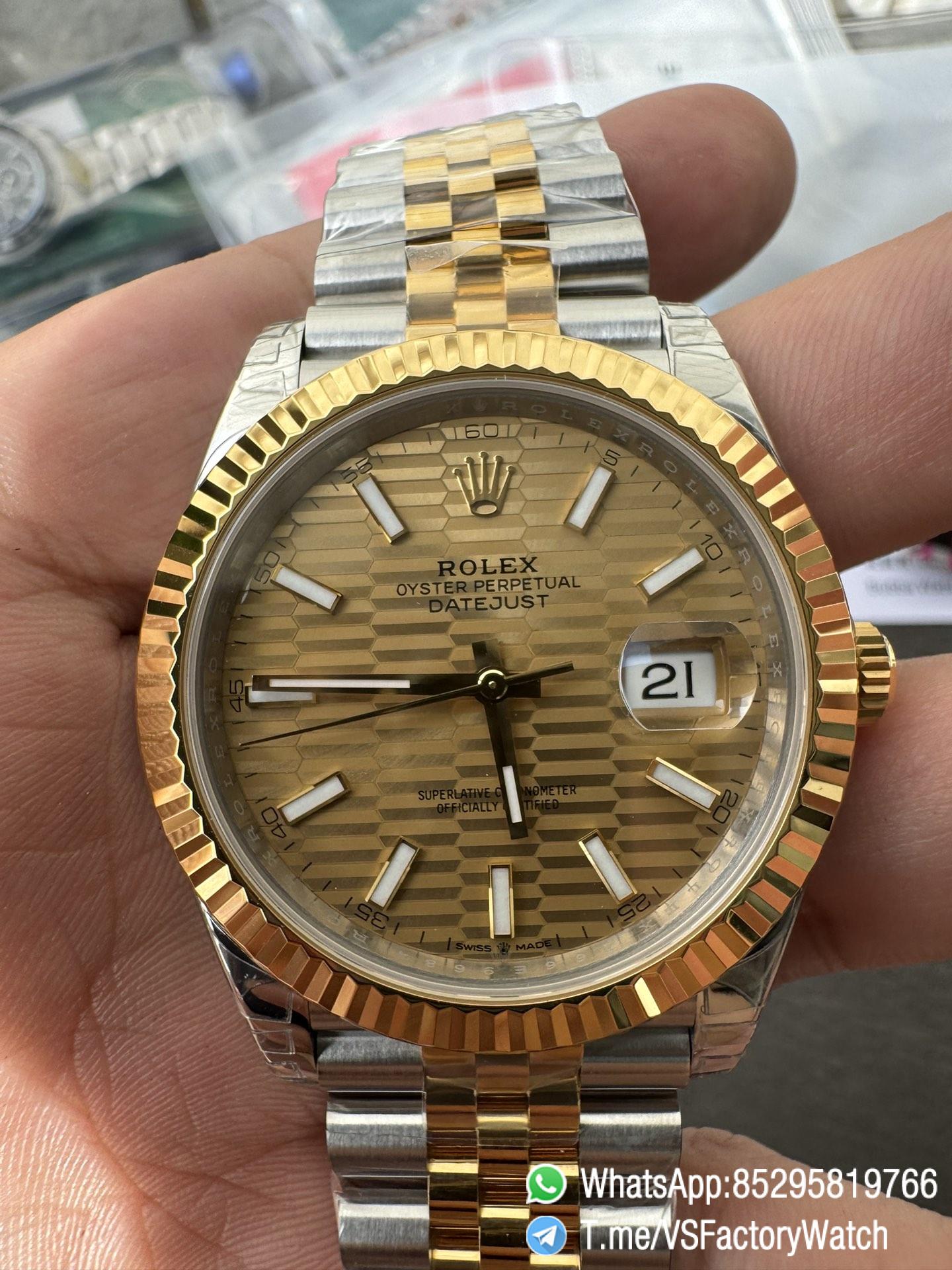 VS Factory Watch VSF Datejust 41 Yellow Gold Fluted Motif Dial Yellow Gold Bezel Two Tone Yellow Gold and Oystersteel Jubilee Bracelet DD3235 Movement REF 126331 04 VS Factory Watch VSF Datejust 41 Yellow Gold Fluted Motif Dial Yellow Gold Bezel Two Tone Yellow Gold and Oystersteel Jubilee Bracelet DD3235 Movement REF 126331 04