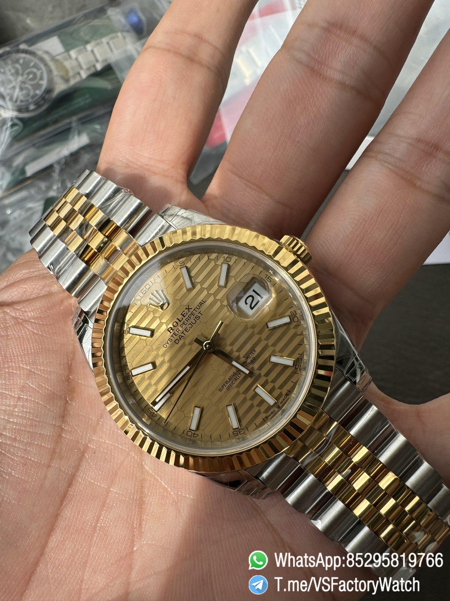 VS Factory Watch VSF Datejust 41 Yellow Gold Fluted Motif Dial Yellow Gold Bezel Two Tone Yellow Gold and Oystersteel Jubilee Bracelet DD3235 Movement REF 126331 05 VS Factory Watch VSF Datejust 41 Yellow Gold Fluted Motif Dial Yellow Gold Bezel Two Tone Yellow Gold and Oystersteel Jubilee Bracelet DD3235 Movement REF 126331 05