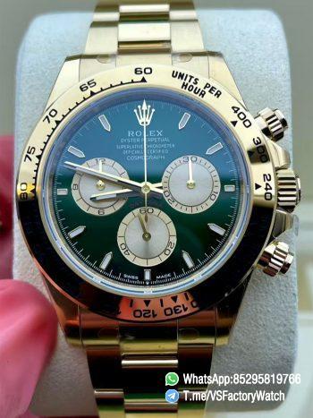 VS Factory Watch VSF Daytona John Mayer 40mm Green and Golden Dial Yellow Gold Case and Bracelet DD4131 Movement Ref 126508 0008 00