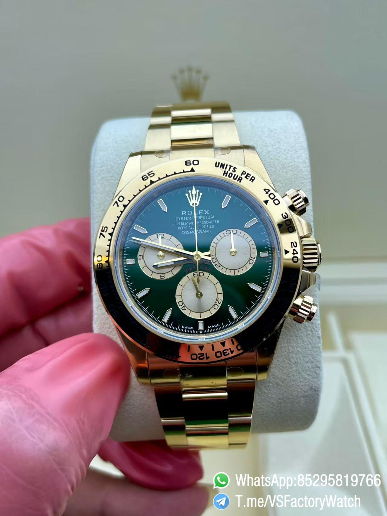 VS Factory Watch VSF Daytona John Mayer 40mm Green and Golden Dial Yellow Gold Case and Bracelet DD4131 Movement Ref 126508 0008 01 VS Factory Watch VSF Daytona John Mayer 40mm Green and Golden Dial Yellow Gold Case and Bracelet DD4131 Movement Ref 126508 0008 01