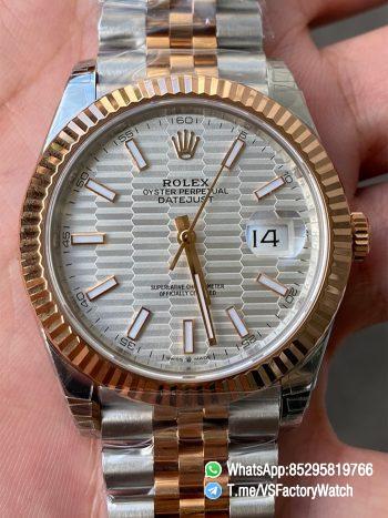VSF Datejust 41 Silver Fluted Motif Dial Rose Gold Bezel Two Tone Rose Gold and Oystersteel Jubilee Bracelet DanDong 3235 Movement REF 126331 00