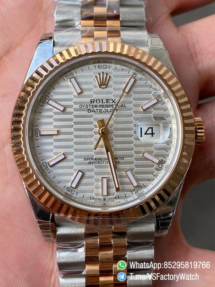 VSF Datejust 41 Silver Fluted Motif Dial Rose Gold Bezel Two Tone Rose Gold and Oystersteel Jubilee Bracelet DanDong 3235 Movement REF 126331 00 VSF Datejust 41 Silver Fluted Motif Dial Rose Gold Bezel Two Tone Rose Gold and Oystersteel Jubilee Bracelet DanDong 3235 Movement REF 126331 00