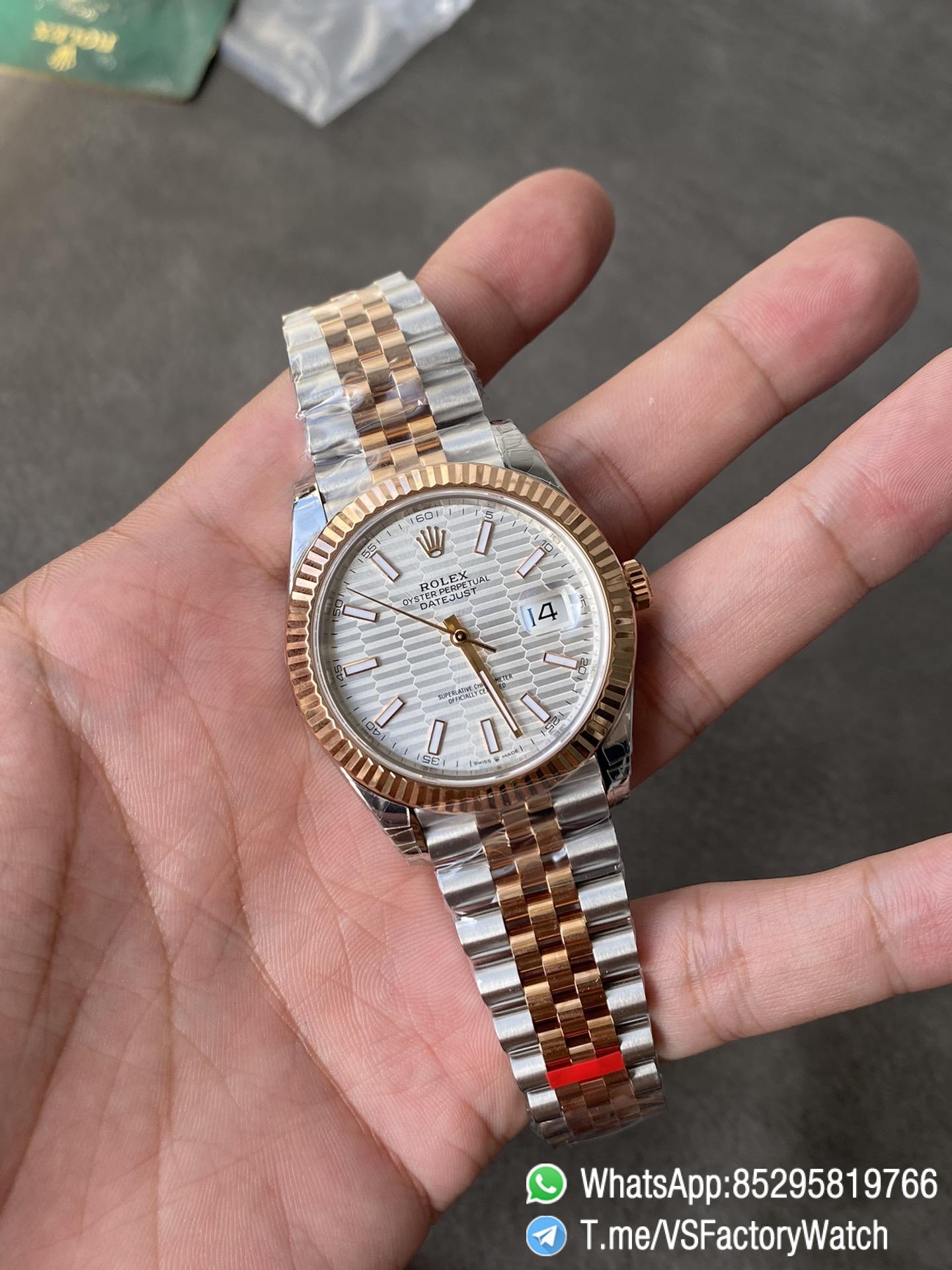 VSF Datejust 41 Silver Fluted Motif Dial Rose Gold Bezel Two Tone Rose Gold and Oystersteel Jubilee Bracelet DanDong 3235 Movement REF 126331 01 VSF Datejust 41 Silver Fluted Motif Dial Rose Gold Bezel Two Tone Rose Gold and Oystersteel Jubilee Bracelet DanDong 3235 Movement REF 126331 01