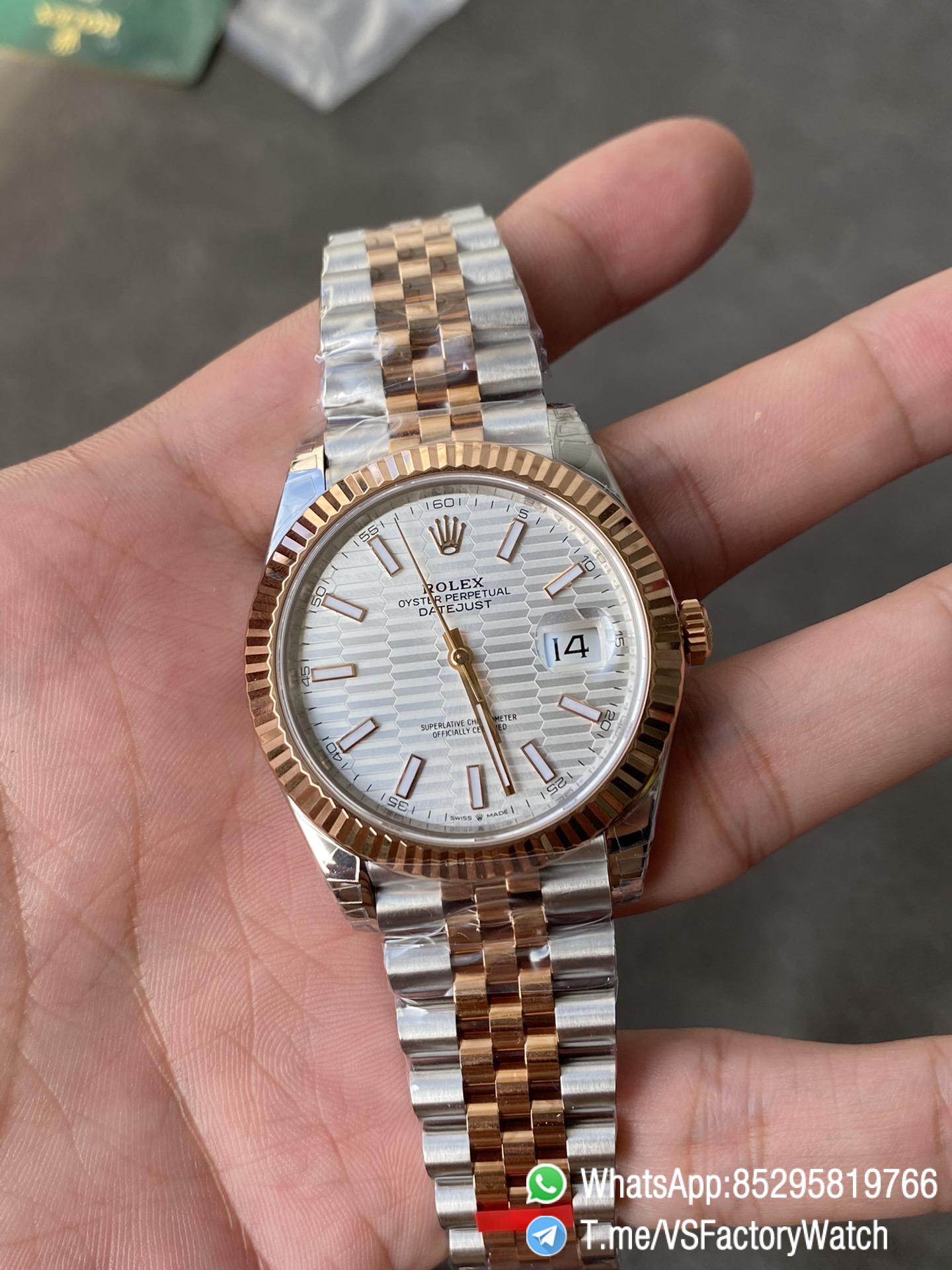 VSF Datejust 41 Silver Fluted Motif Dial Rose Gold Bezel Two Tone Rose Gold and Oystersteel Jubilee Bracelet DanDong 3235 Movement REF 126331 02 VSF Datejust 41 Silver Fluted Motif Dial Rose Gold Bezel Two Tone Rose Gold and Oystersteel Jubilee Bracelet DanDong 3235 Movement REF 126331 02
