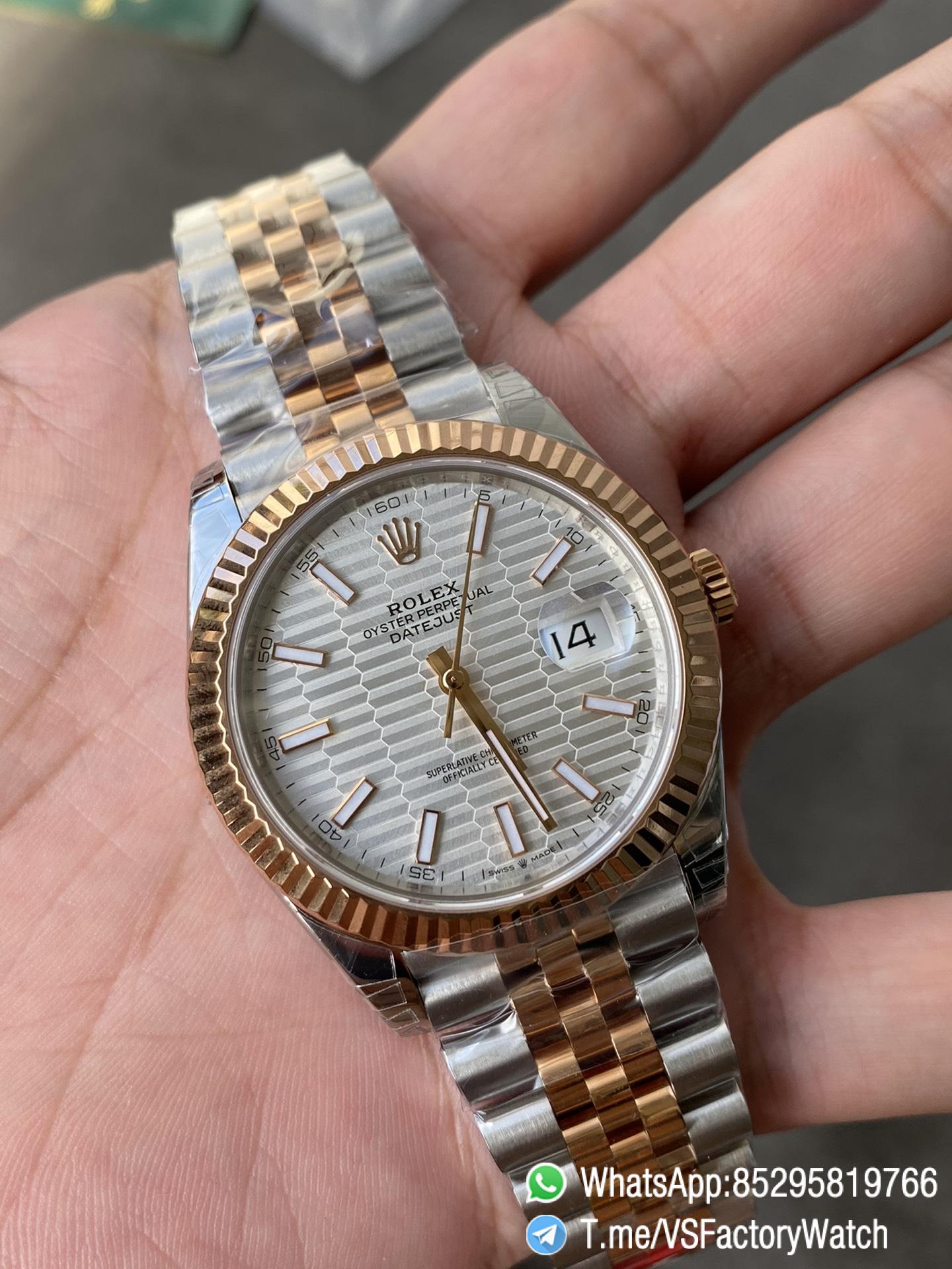 VSF Datejust 41 Silver Fluted Motif Dial Rose Gold Bezel Two Tone Rose Gold and Oystersteel Jubilee Bracelet DanDong 3235 Movement REF 126331 03 VSF Datejust 41 Silver Fluted Motif Dial Rose Gold Bezel Two Tone Rose Gold and Oystersteel Jubilee Bracelet DanDong 3235 Movement REF 126331 03