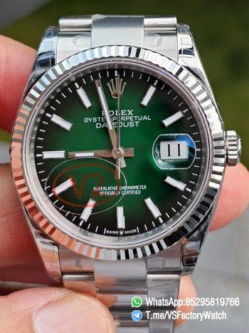 VSF Watches VSF Rolex DateJust 36 V2 Green Ombré Dial 904L Stainless Steel Case and Oyster Bracelet DanDong 3235 Movement Ref 126234 00