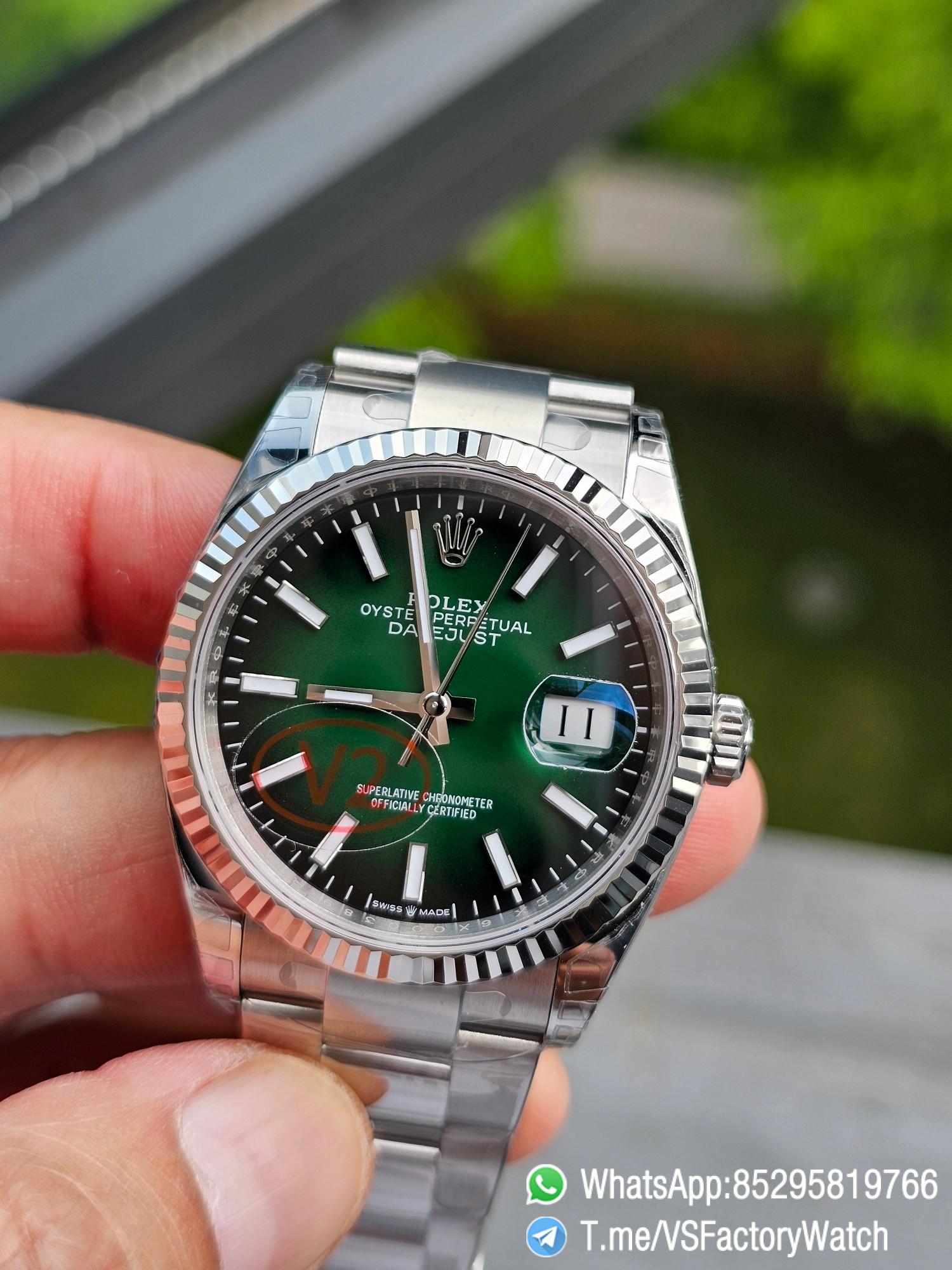 VSF Watches VSF Rolex DateJust 36 V2 Green Ombré Dial 904L Stainless Steel Case and Oyster Bracelet DanDong 3235 Movement Ref 126234 02 VSF Watches VSF Rolex DateJust 36 V2 Green Ombré Dial 904L Stainless Steel Case and Oyster Bracelet DanDong 3235 Movement Ref 126234 02