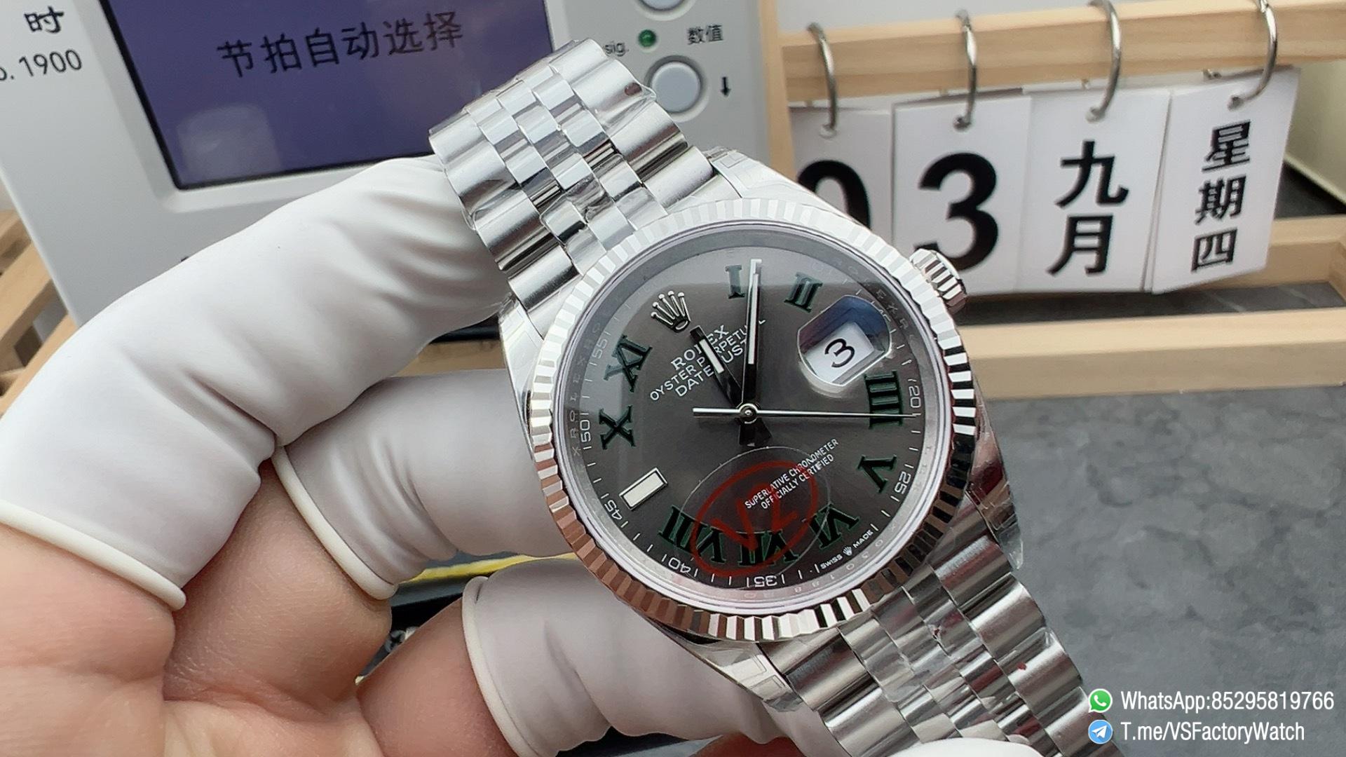 VS Factory Watch VSF Datejust Wimbledon 36m V2 Weight 122g Slate Dial 904L Steel Case and Jubile Bracelet DD3235 Movement Ref m126234 0045 01 VS Factory Watch VSF Datejust Wimbledon 36m V2 Weight 122g Slate Dial 904L Steel Case and Jubile Bracelet DD3235 Movement Ref m126234 0045 01