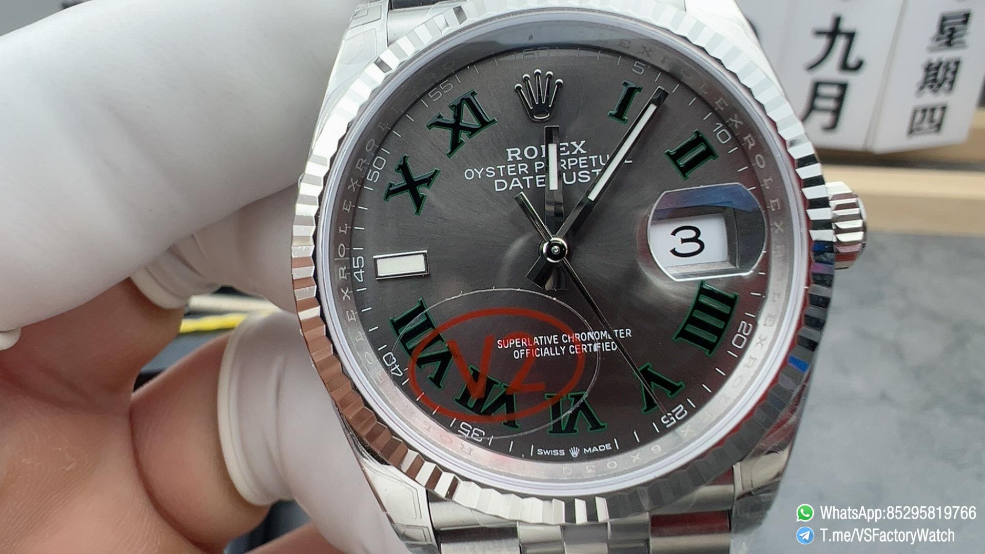 VS Factory Watch VSF Datejust Wimbledon 36m V2 Weight 122g Slate Dial 904L Steel Case and Jubile Bracelet DD3235 Movement Ref m126234 0045 02 VS Factory Watch VSF Datejust Wimbledon 36m V2 Weight 122g Slate Dial 904L Steel Case and Jubile Bracelet DD3235 Movement Ref m126234 0045 02